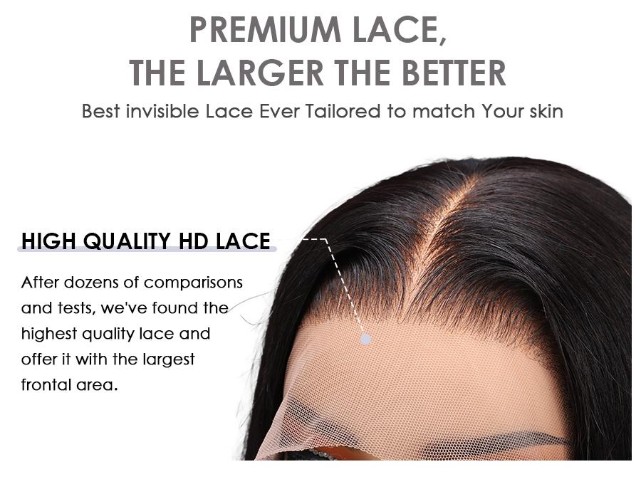 [New Upgrade] Pizazz Drawstring Glueless Wig 13x6 HD Transparent Lace Front Human Hair Wigs 220 Density Pre-Cut / Pre-Plucked Brazilian Straight Lace Frontal Wig With Tiny Knots