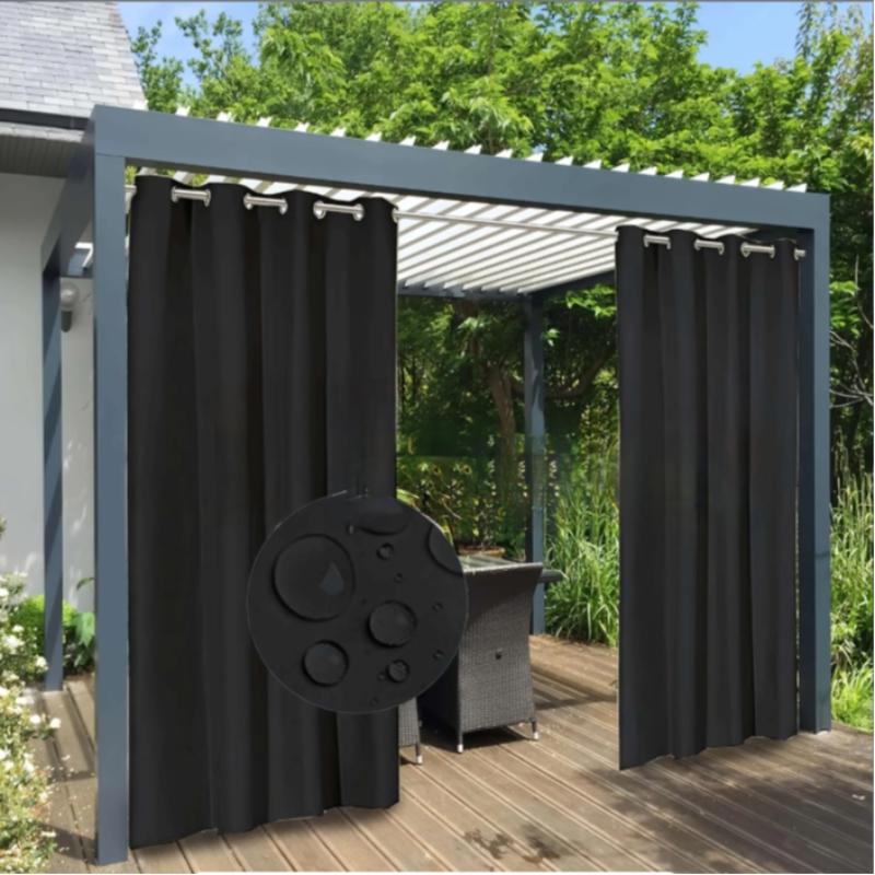 Modern Style Outdoor Waterproof Sunproof Curtain, Breathable Mesh for Porch Gazebo Pergola, UV Protection Rainproof Mold Resistant