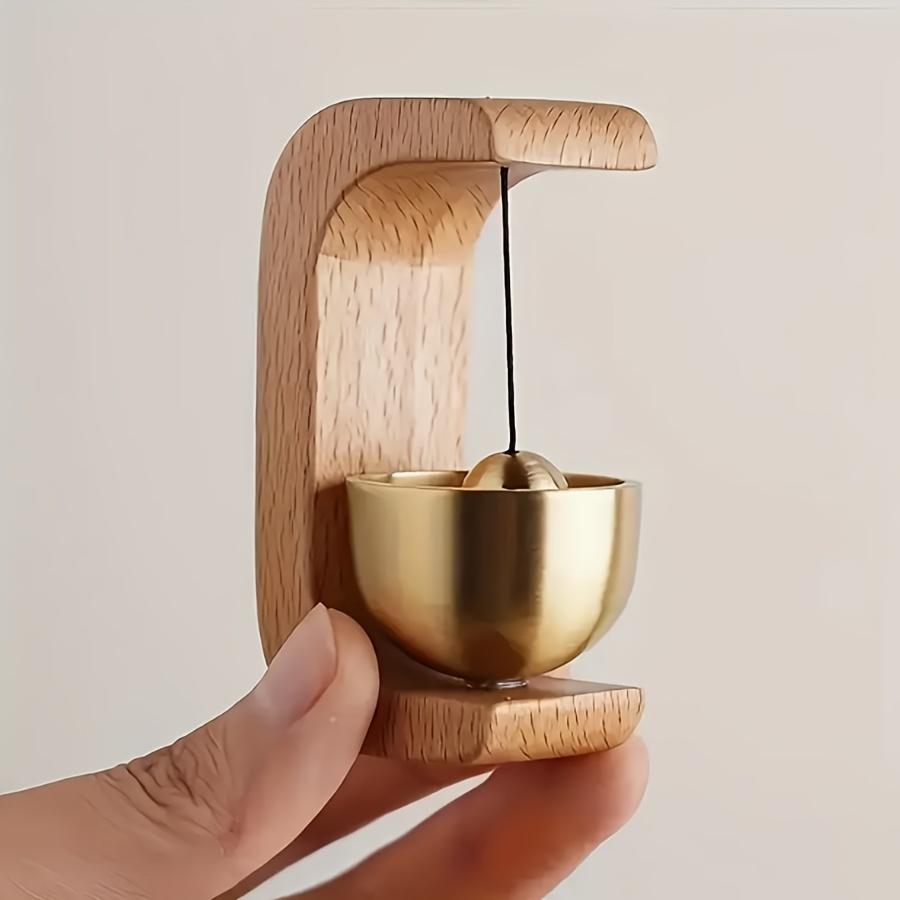 Wooden Wind Chime - Wireless Brass Doorbell with Magnetic Base, Easy to Install, Suitable for Home and Commercial Places, Door and Wall Decorative Hanging Bell also comes with adhesive stickers, Suction Cup Doorbell - Christmas Gift