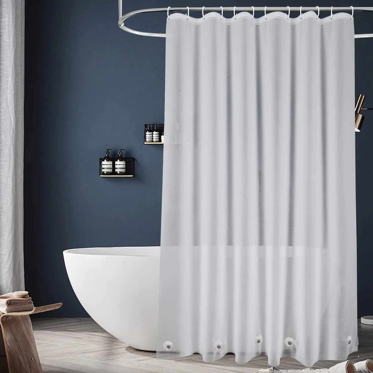 Shower Curtain Liner Extra Long 82 inch Length with 5 Bottom Magnets,Frosted PEVA Plastic Shower Curtain Liner, Waterproof Opaque Shower Liner No Smells with Metal Grommets,72 x 82 inch