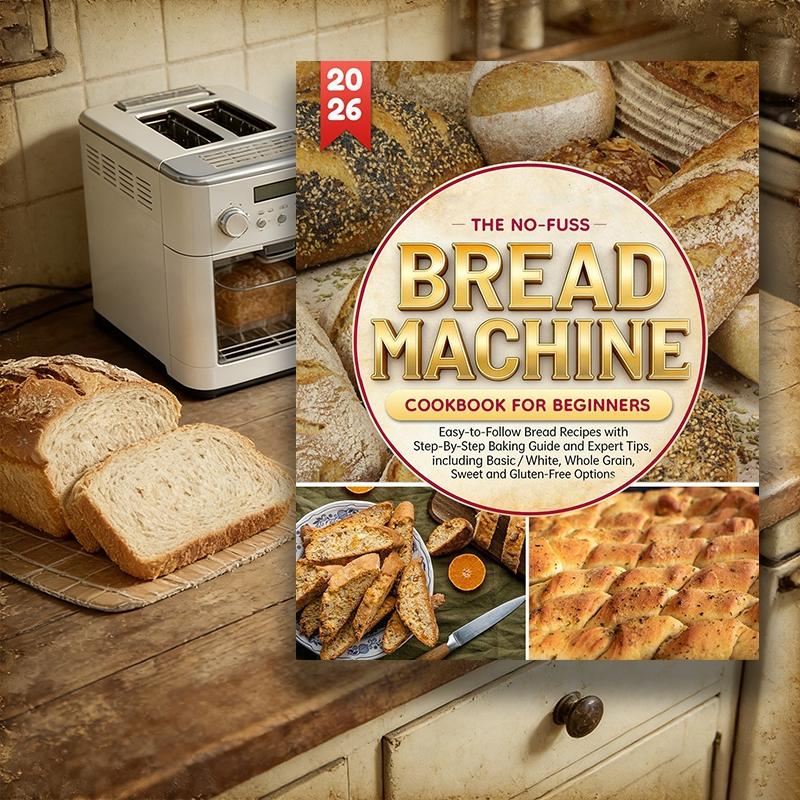 The No-Fuss Bread Machine Cookbook for Beginners: Easy-to-Follow Bread Recipes with Step-By-Step Baking Guide and Expert Tips, including Basic/White, Whole Grain, Sweet and Gluten-Free Options