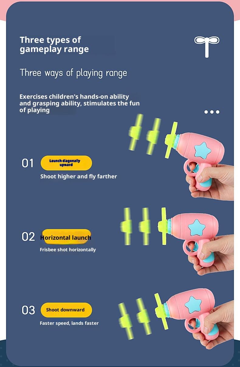 Glow in The Dark Flying Disc Toy Gun, LED Spinning Flying Saucer for Kids & Cats