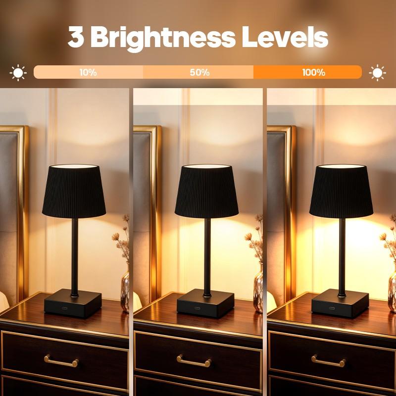Rechargeable Dimmable Touch Table Lamp, Wireless Ambiance Lamp, Portable Adjustable Light, Ideal for Dining Room/living Room/bedroom/library/pub