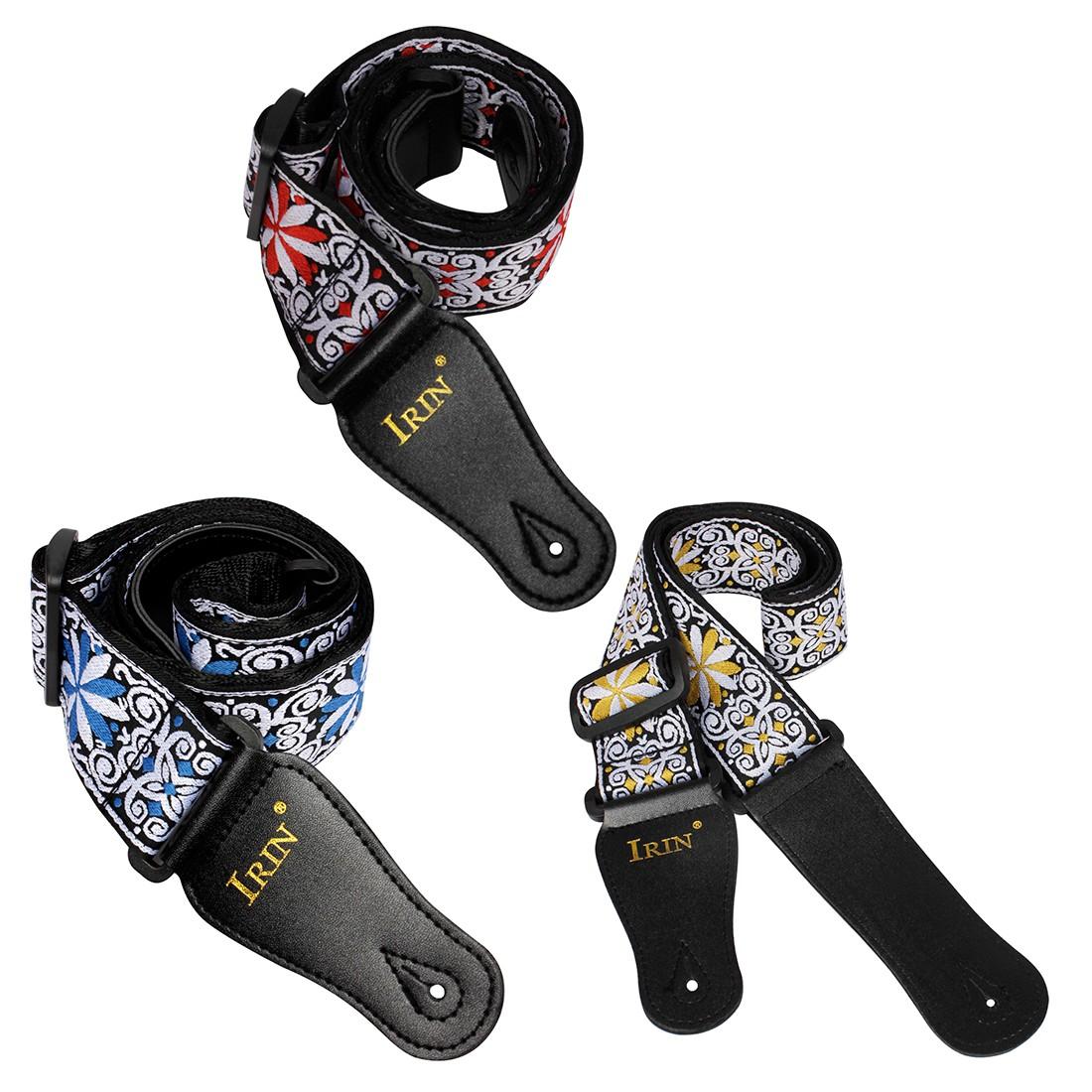Embroidered Guitar Strap Vintage Ethnic Style Adjustable Backstrap for Acoustic Electric Bass Ukulele Guitar Accessories