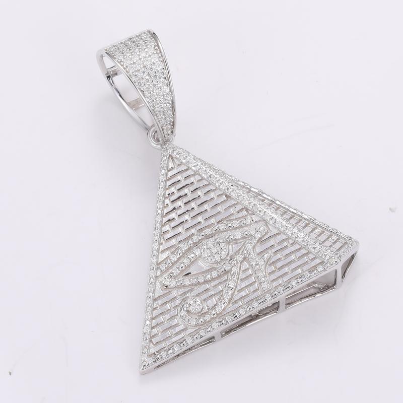 【#P271】925 Hip Hop Sterling Silver Egyptian Pyramid Eye Of Horus Pendant Necklace Iced Out Micro Paved D Color Synthetic Moissanite Charm Jewelry