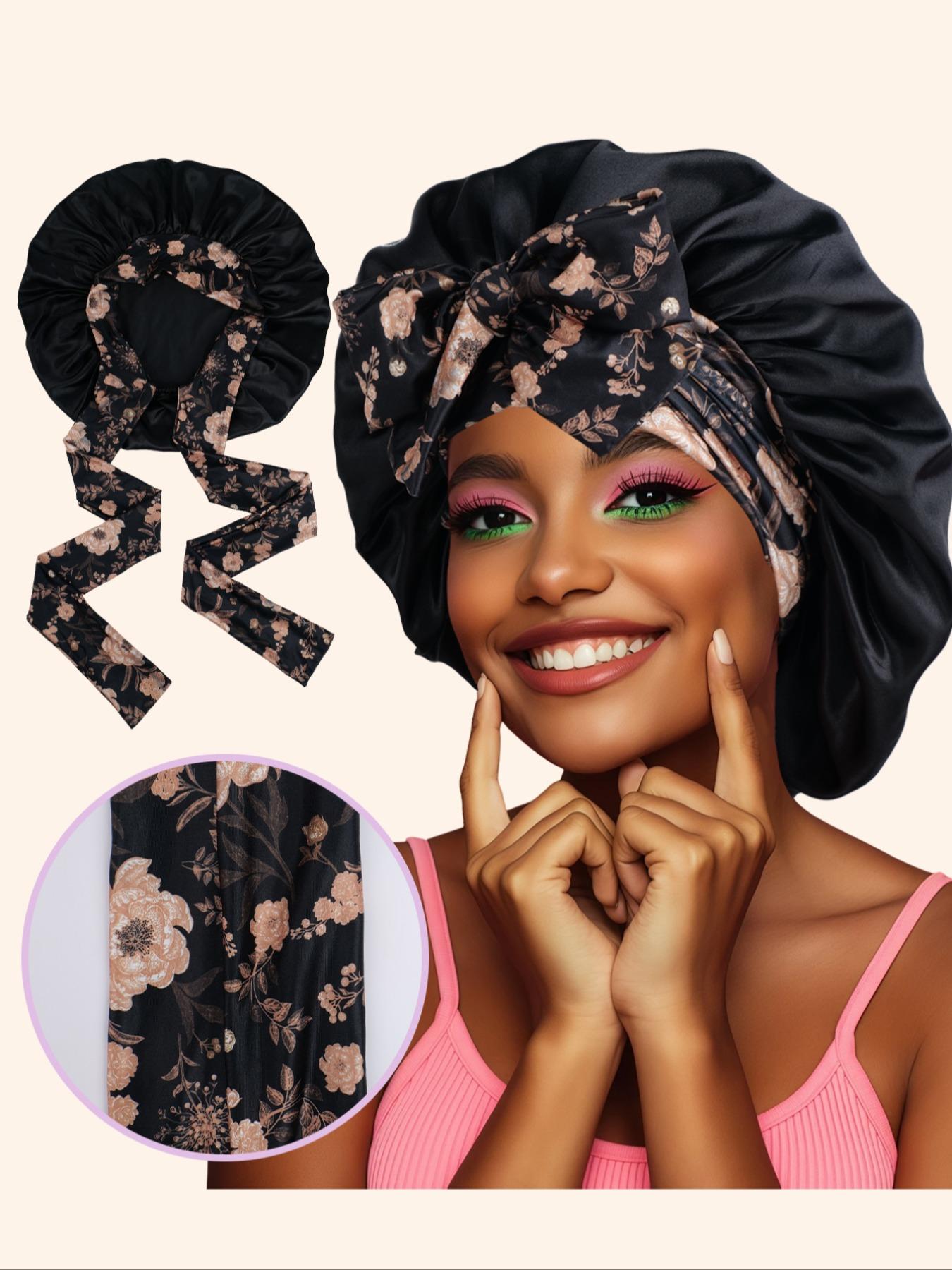 Long Hair Satin Sleep Cap with Elastic Band, Women's Nighttime Sleep Hat, Long Sleeper Cap, Suitable for All Hairstyles, Shower Cap