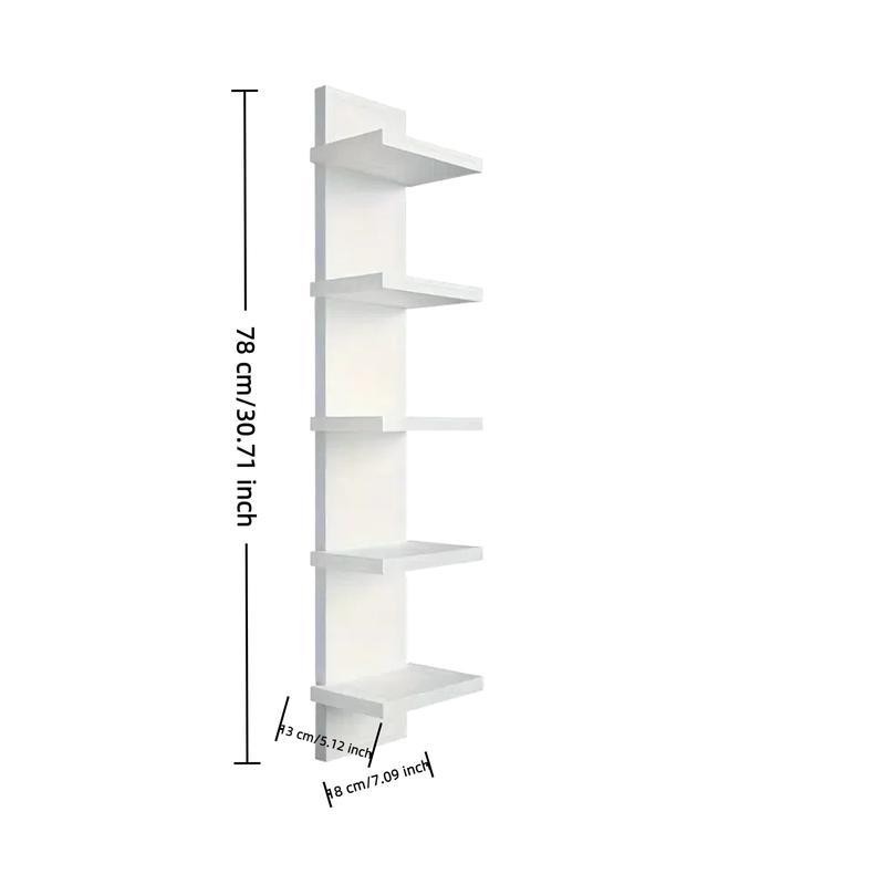 Modern Vertical Multi-Layer Floating Bookshelf, Wall-Mounted Storage Rack, Wall Mount Design, Living Room Bedroom Dorm Decor, Space-Saving High-Value Narrow Shelf