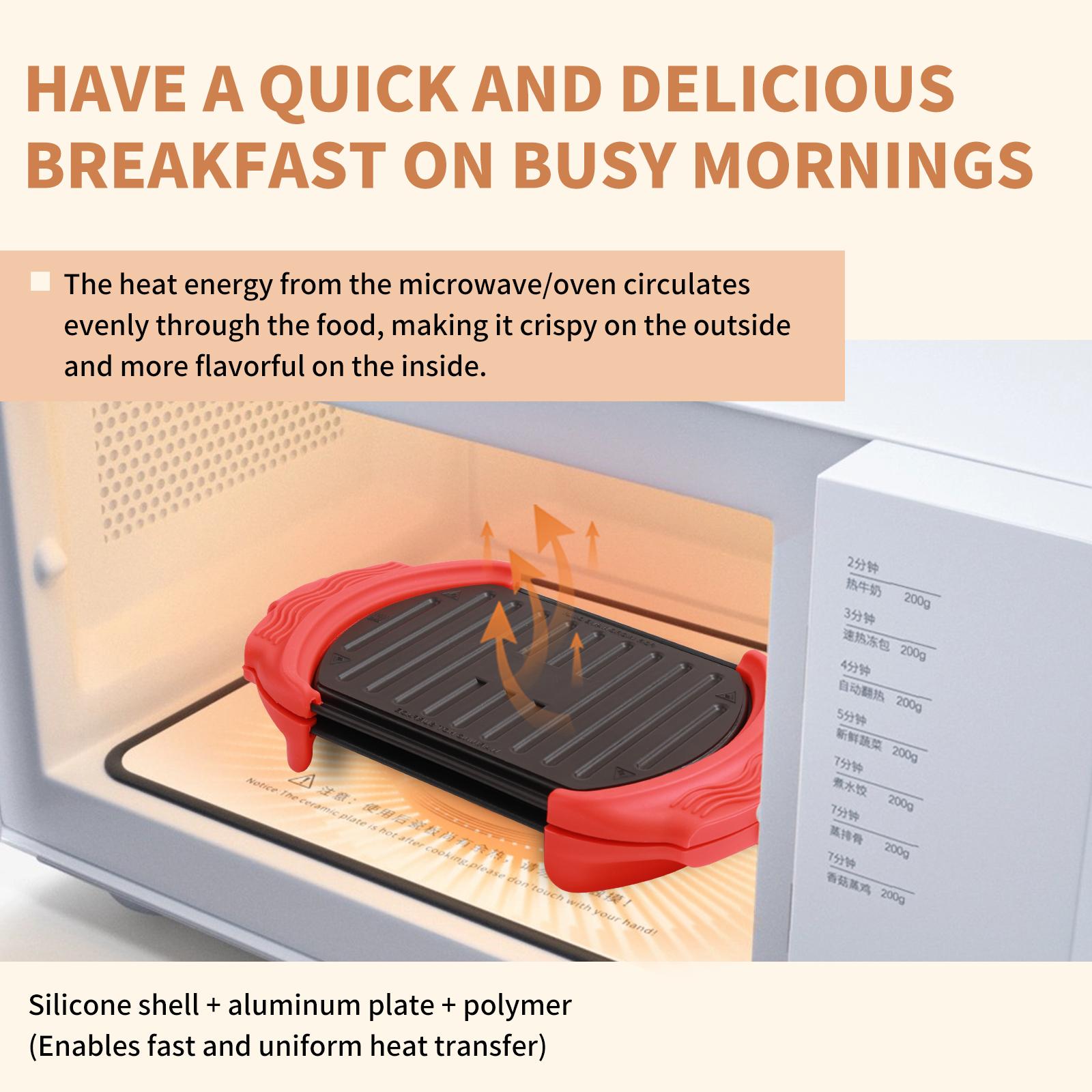 Adjustable Microwave Grill Panini Press Machine, Sandwich Toaster Oven, Panini Press for Toasts, Waffles, Sandwiches, Grilled Meat, Toastie Machine