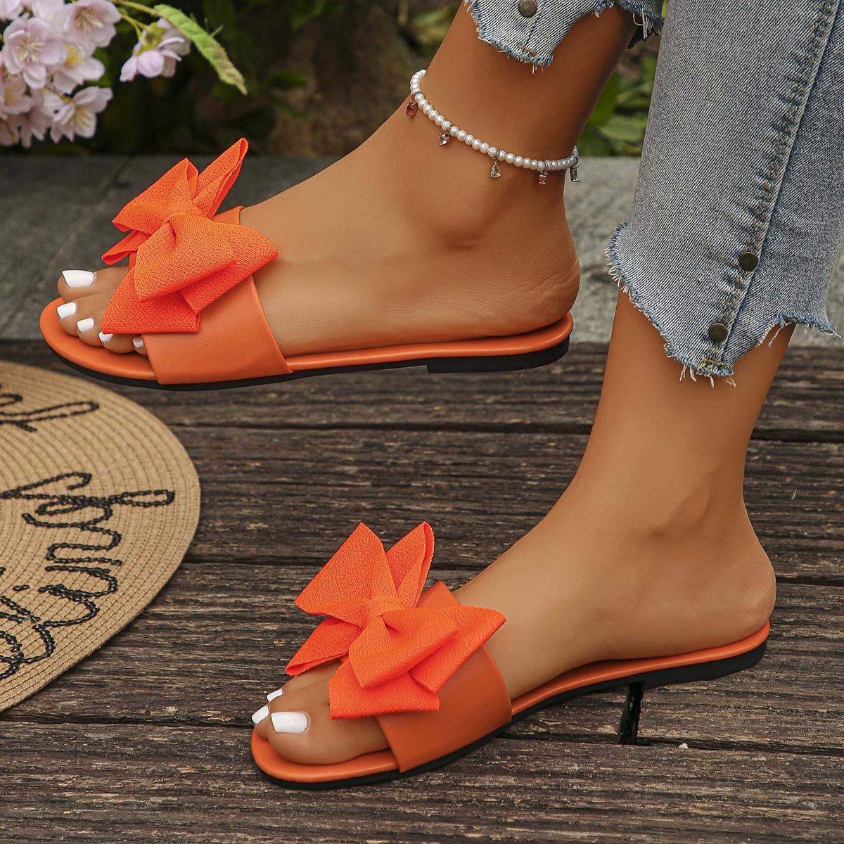 2026 Summer New Style Bow One-Strap Women's Flat Casual Soft Sole Sandals, Candy Color Versatile Beach Slippers