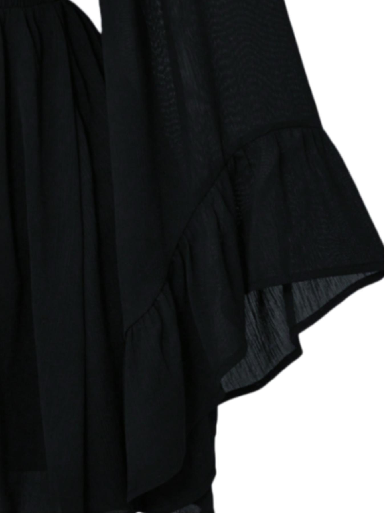 Women's Gothic Style V Neck Waist Cinched Fitted Dress, Elegant Long Sleeve Mini Dress, Autumn/winter Lantern Sleeve Dress