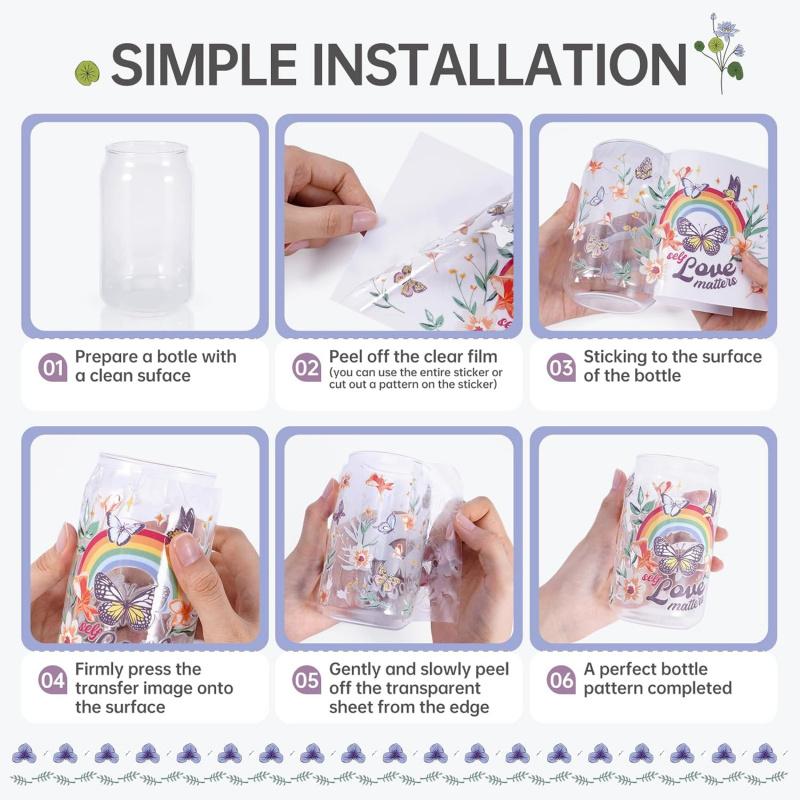 UV DTF Cup Wraps - 24 Sheets Birth Flowers by Month Uvdtf Tumbler Wrap for 16 oz Coffee Mugs, Roses Daisies Violets Transfer Stickers DIY Water Bottle Craft Decals Decoration Gift for Mom