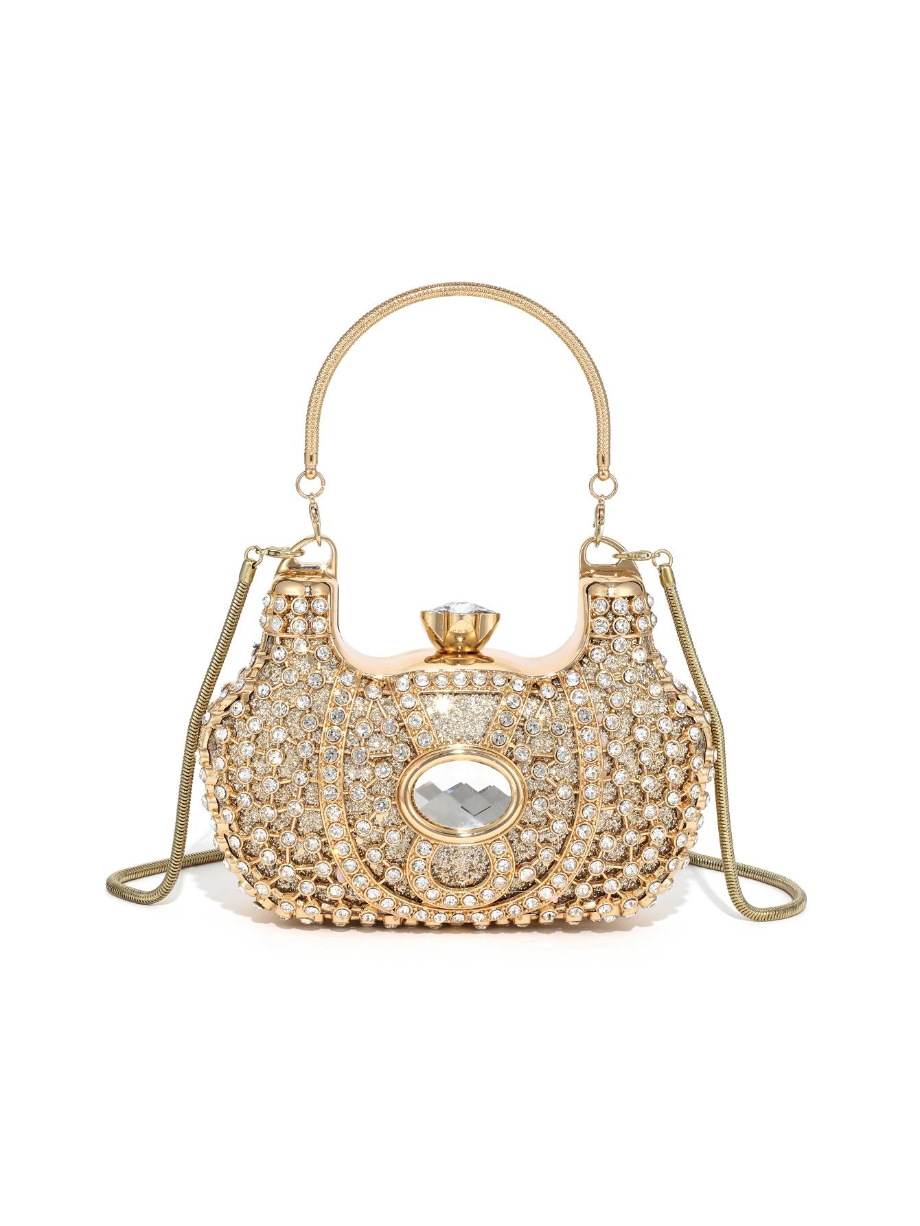 Elegant Crystal Diamond Evening Bag, Handmade Luxury Clutch, Perfect for Weddings & Parties, Fits 6.5-Inch Phone, Versatile Crossbody Design