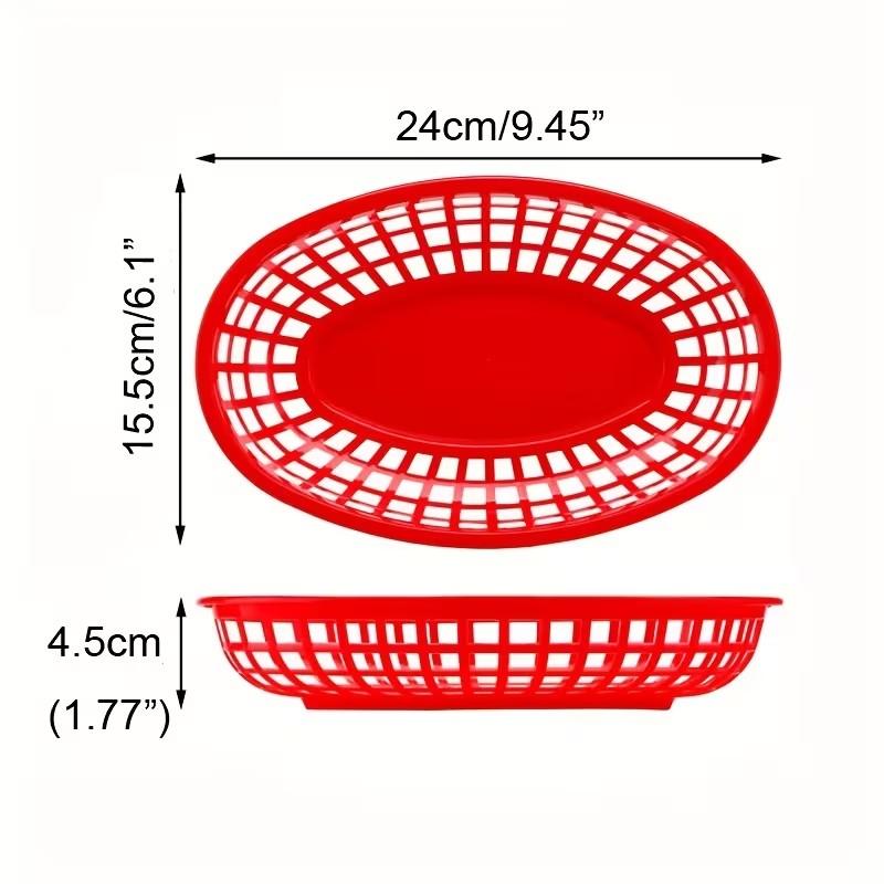 12/24/36pcs Plastic Food Serving Trays, Fast Food Basket, Restaurant Basket, Kitchen Supplies, Hamburger Fried Chips Tray, Serveware Accessories