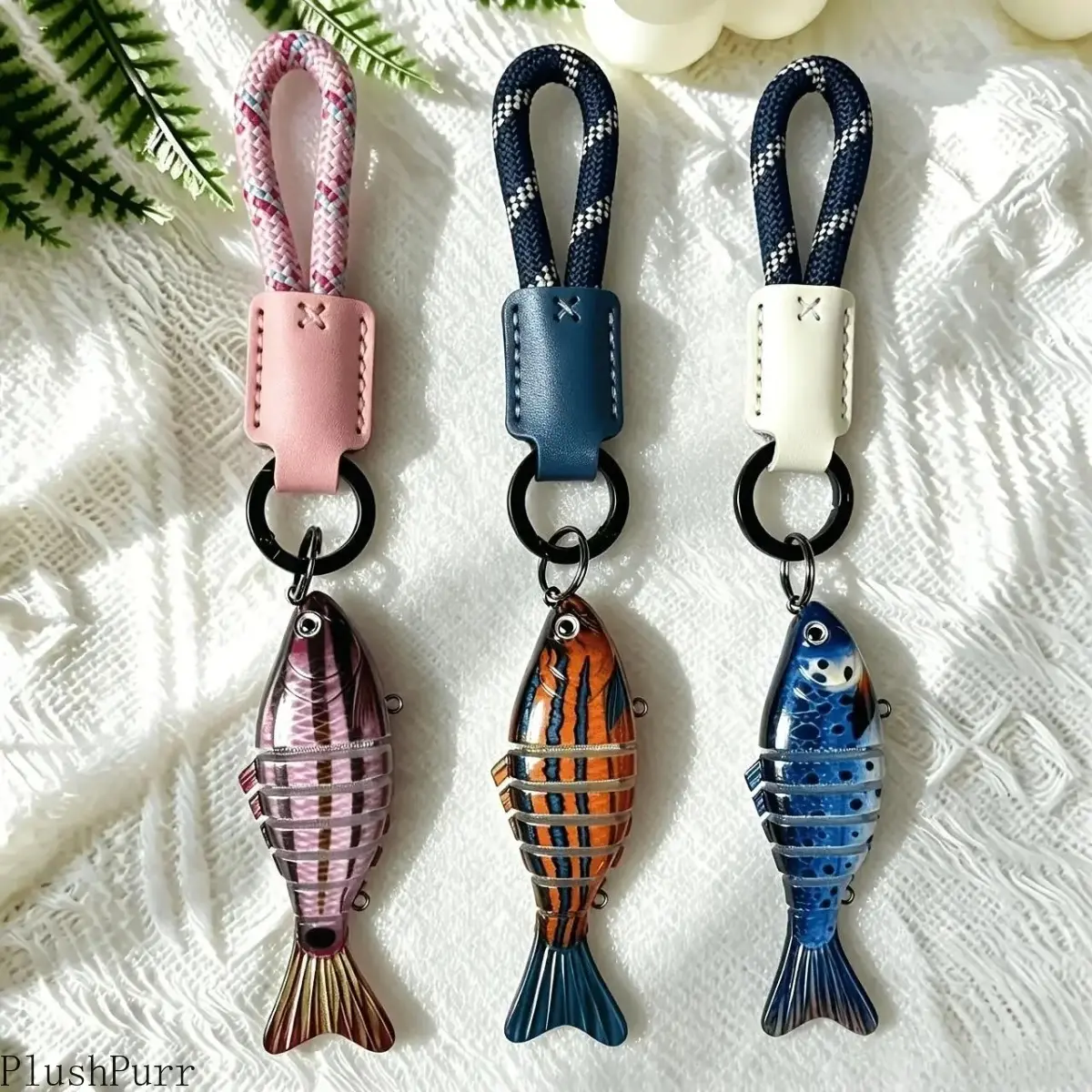 Handmade Rope Weave Nylon String-Tethered Keychain - Key Tag with Handmade Texture, Unisex Charm for Car Keys, Lightweight Beach Days Gift, Ocean Lover Pick for Women