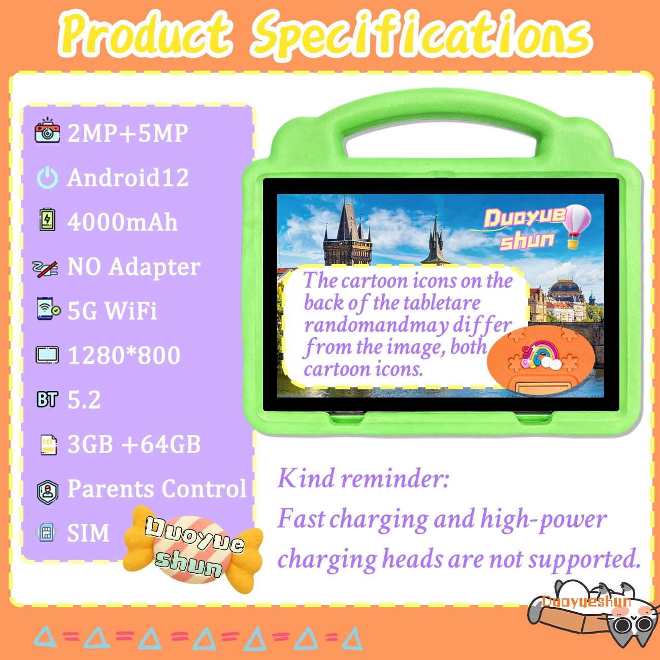 New Year Gift Surprise Android Tablet PC, 10.1 Inch Kids Learning Tablet with Parental Control, Dual Camera, 1280x800 IPS Display, Best Christmas Gift
