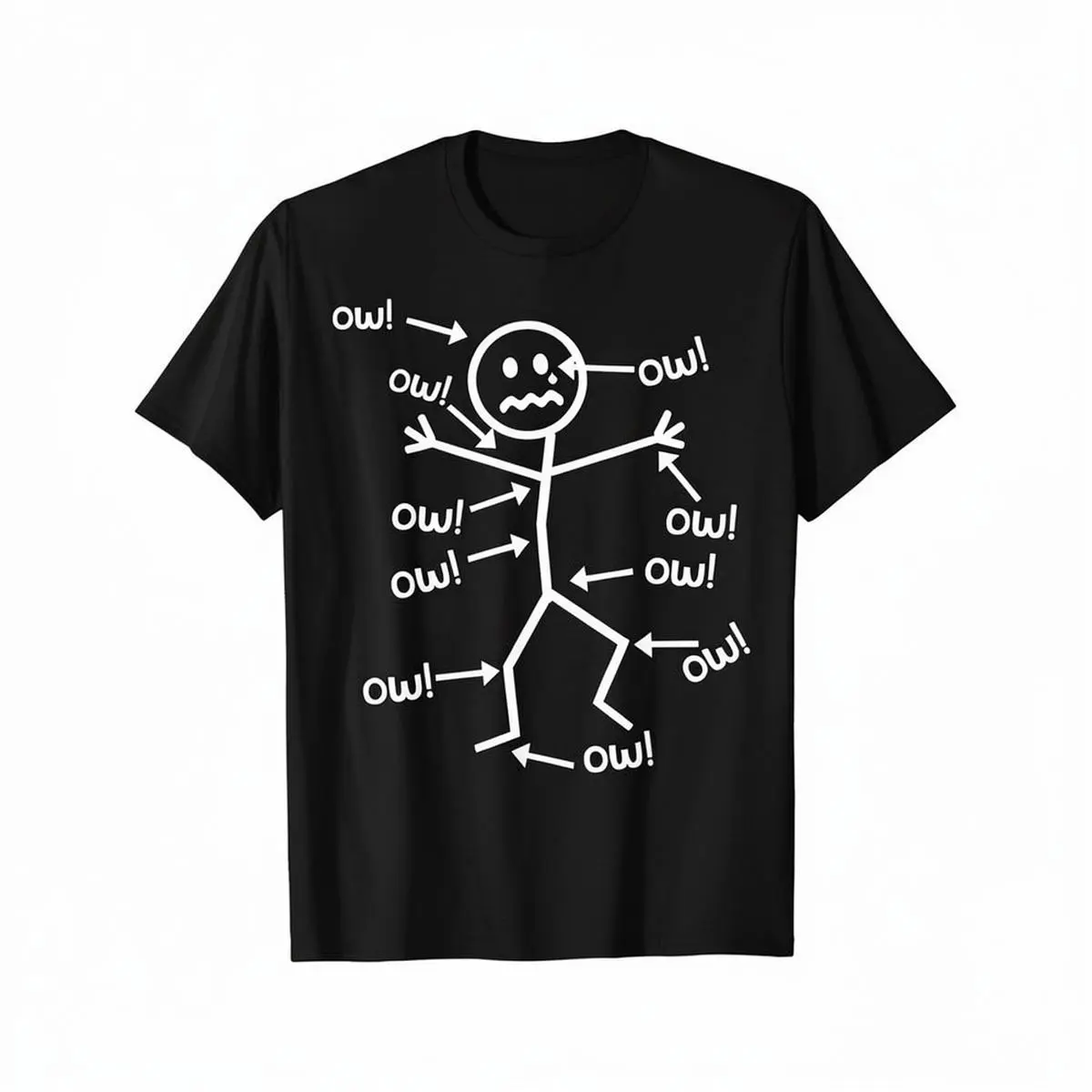 Ow Ow Ow T-Shirt - Funny Chronic Pain Awareness T-Shirt All Season Cotton Single Sided Printed Crew Neck Short Sleeve T Shirt soft cotton short sleeve tee graphic tees casual crew neck t-shirt thick tshirt premium heavy