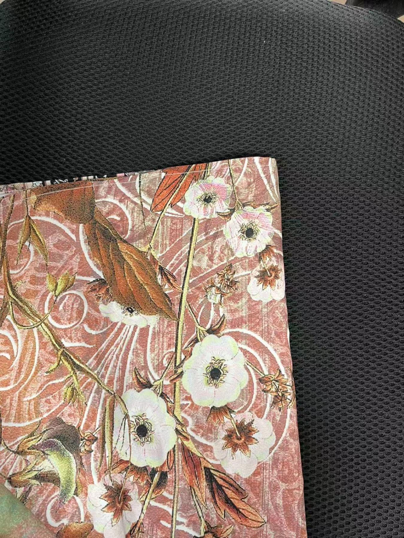 Women's Vintage Floral Print Rhinestone Long Robe, Dubai Style Kaftan Evening Dress, Ramadan Eid Abaya