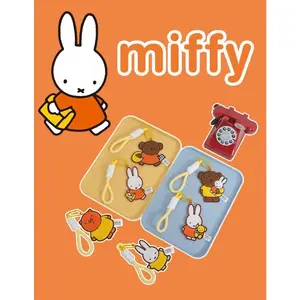 Kawaii Anime Miffy Rabbit Keychain Cartoon Cute Creative Bag Towel Embroidery Cute Mobile Phone Chain Key Chain