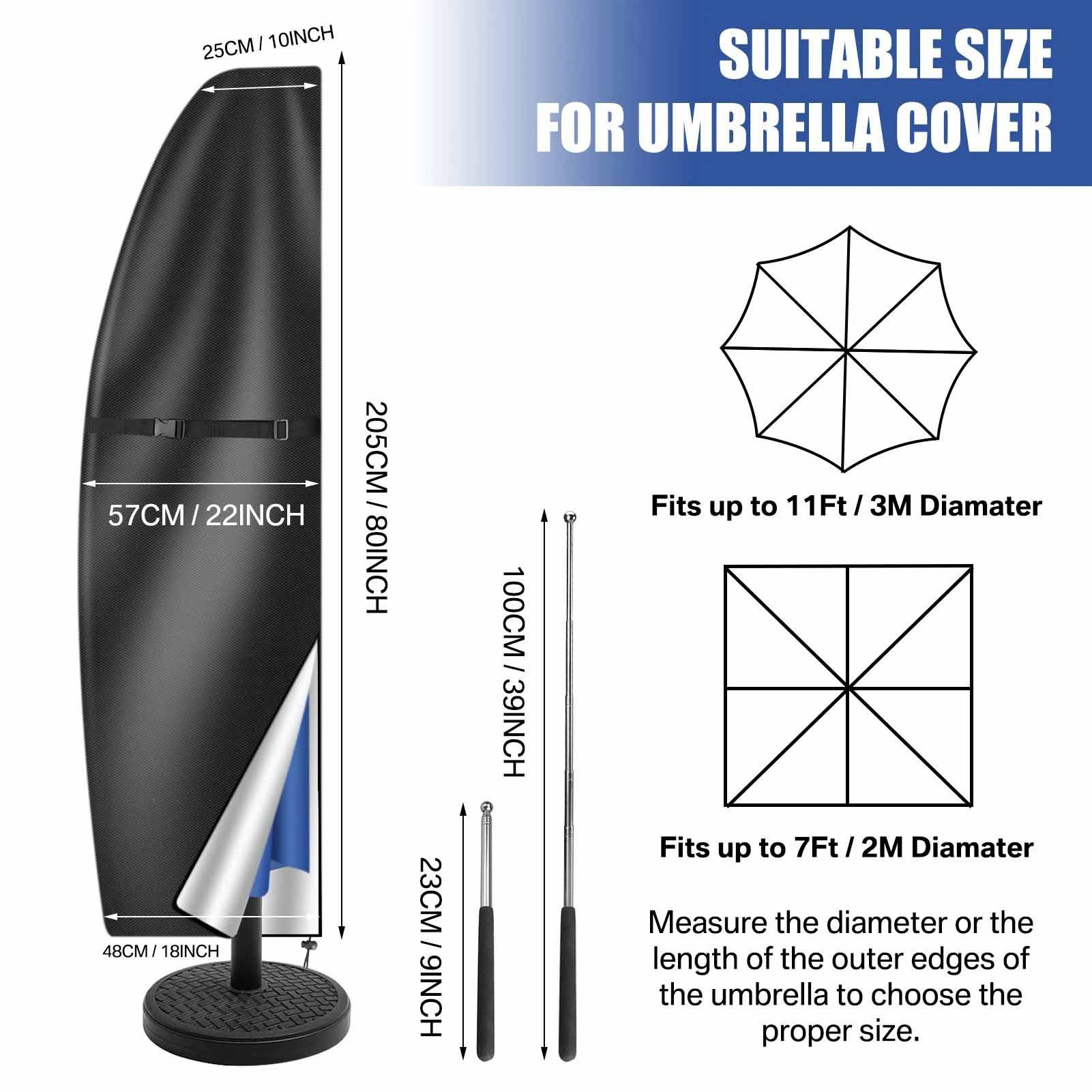 Outdoor Cantilever Umbrella Cover, Waterproof Patio Parasol Cover, Banana Straight Style, All-Season Parasol Umbrella Protection