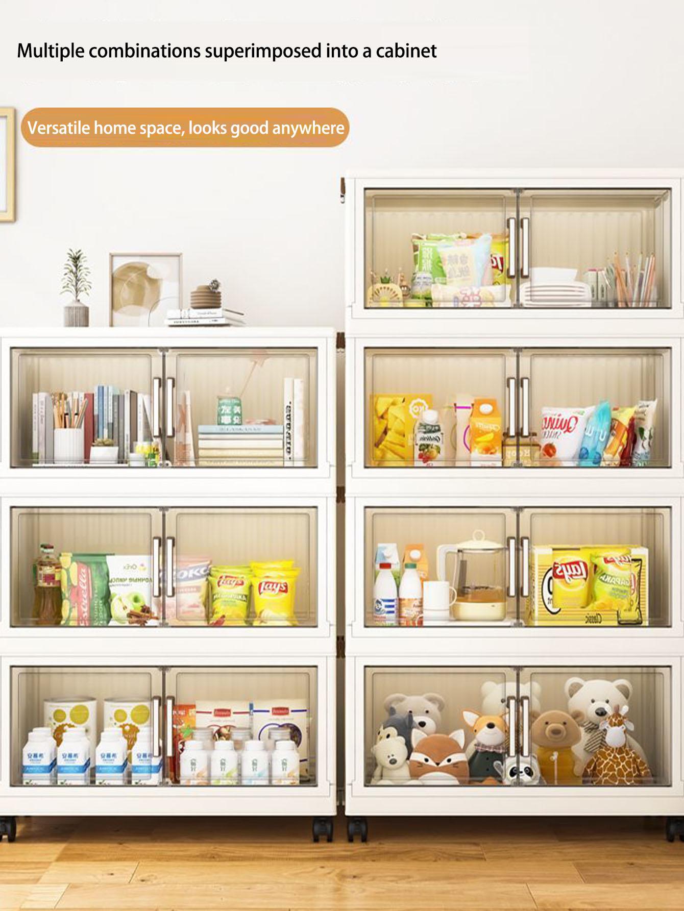 Multifunctional Foldable Storage Cabinet, Modern Mobile Display Unit for Living Room & Bedroom, Baby Toys Clothes Organizer