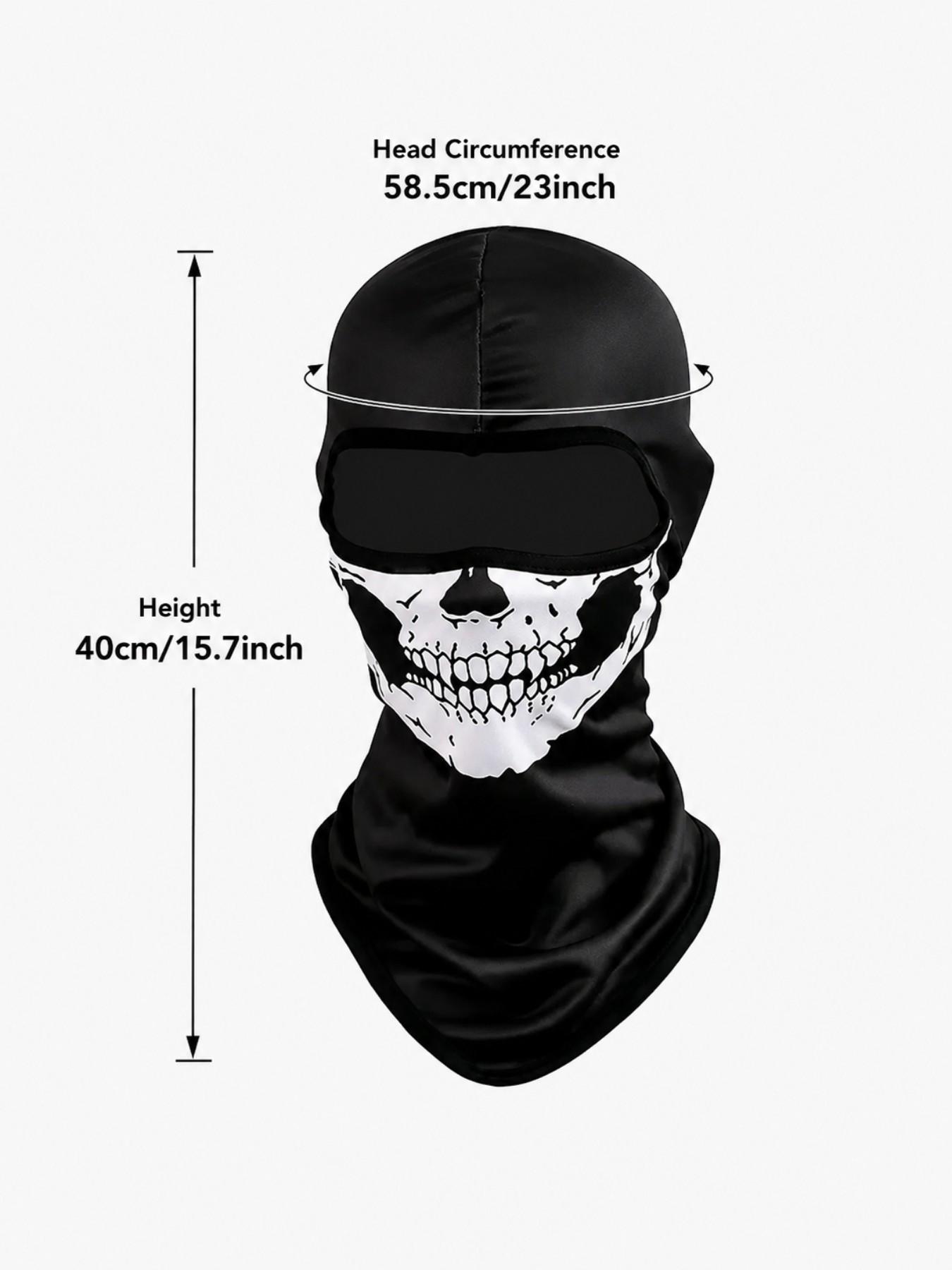 Halloween Spooky Skull Print Balaclava Costume, Ghost Full Face Motorcycle Mask, Outdoor Riding Men's Hat, Ski Cap, Role Play Gear, Party Accessory, Themed Headwear, Mask Cosplay