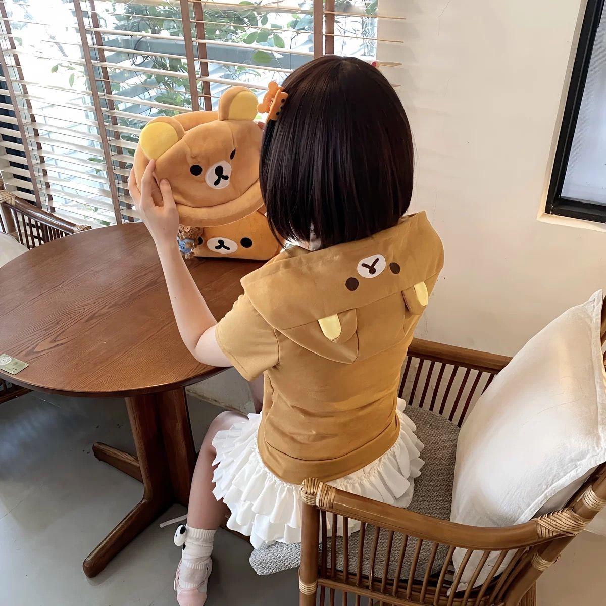 Spring Summer New Cute Bear Ears Zip Up Hoodie Japanese Sweet Girl Casual Loose Sweatshirt Women Cardigan Anime Hoodie Y2k Top