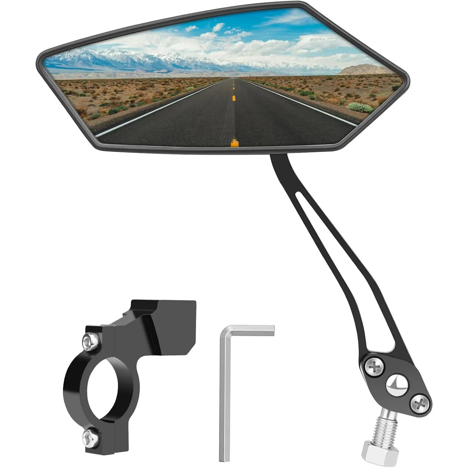 Mirror,  Wide Angle Large  Mirrors for Handlebars | Blast-Resistant 360°Adjustable Safe  Rear View Mirror Accessories for Ebike Scooter Mountain Road  , Left