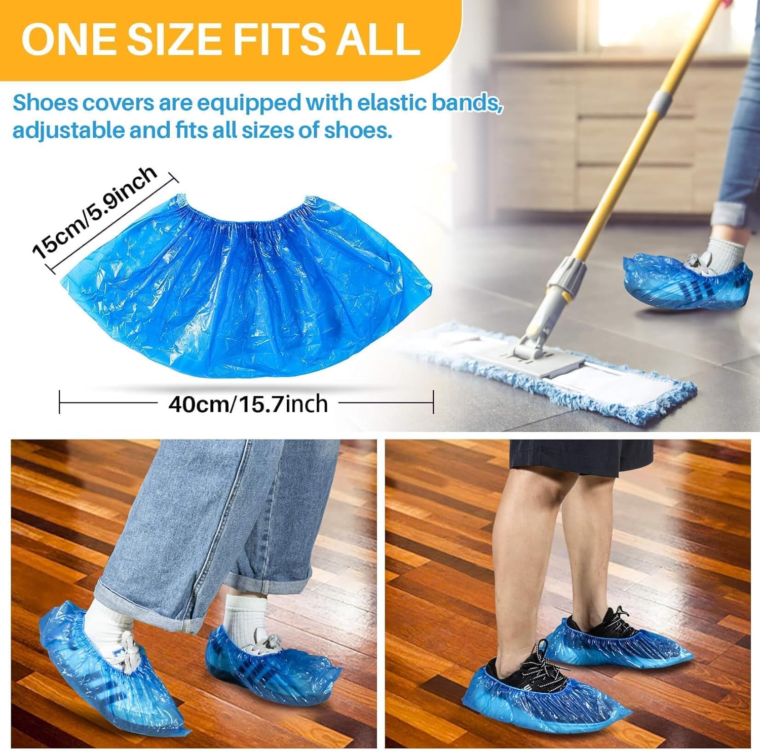 Shoe Covers - Boot Covers Plastic Disposable Waterproof Shoe Covers for Men and Women Fits All Sizes of Shoes for House Cleaning 60 Pack