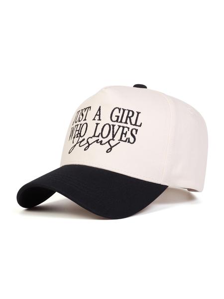 Women's Embroidered Just a Girl Who Loves Jesus Graphic Trucker Hat, Stylish Religious Theme Cap, Comfortable & Versatile, Perfect Gift