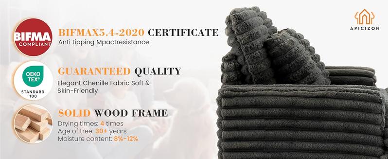 (2 Packages)APICIZON 53"Oversized Chaise Lounge Chair,Fluffy Cozy Sleep Couch with 4 Pillows,Modern ‌Full Size Sofa for Bed Room/Living Room for Rest