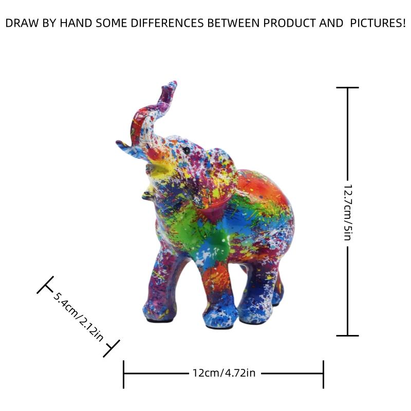 1pc Abstract Art Sculpture & Colorful Elephant Resin Statue for Living Room, Office Desk, Home Decor - Vibrant Decorative Piece, Creative Gift Idea, Feng Shui Symbol for Homeowners - Unique, Modern, Eye-Catching