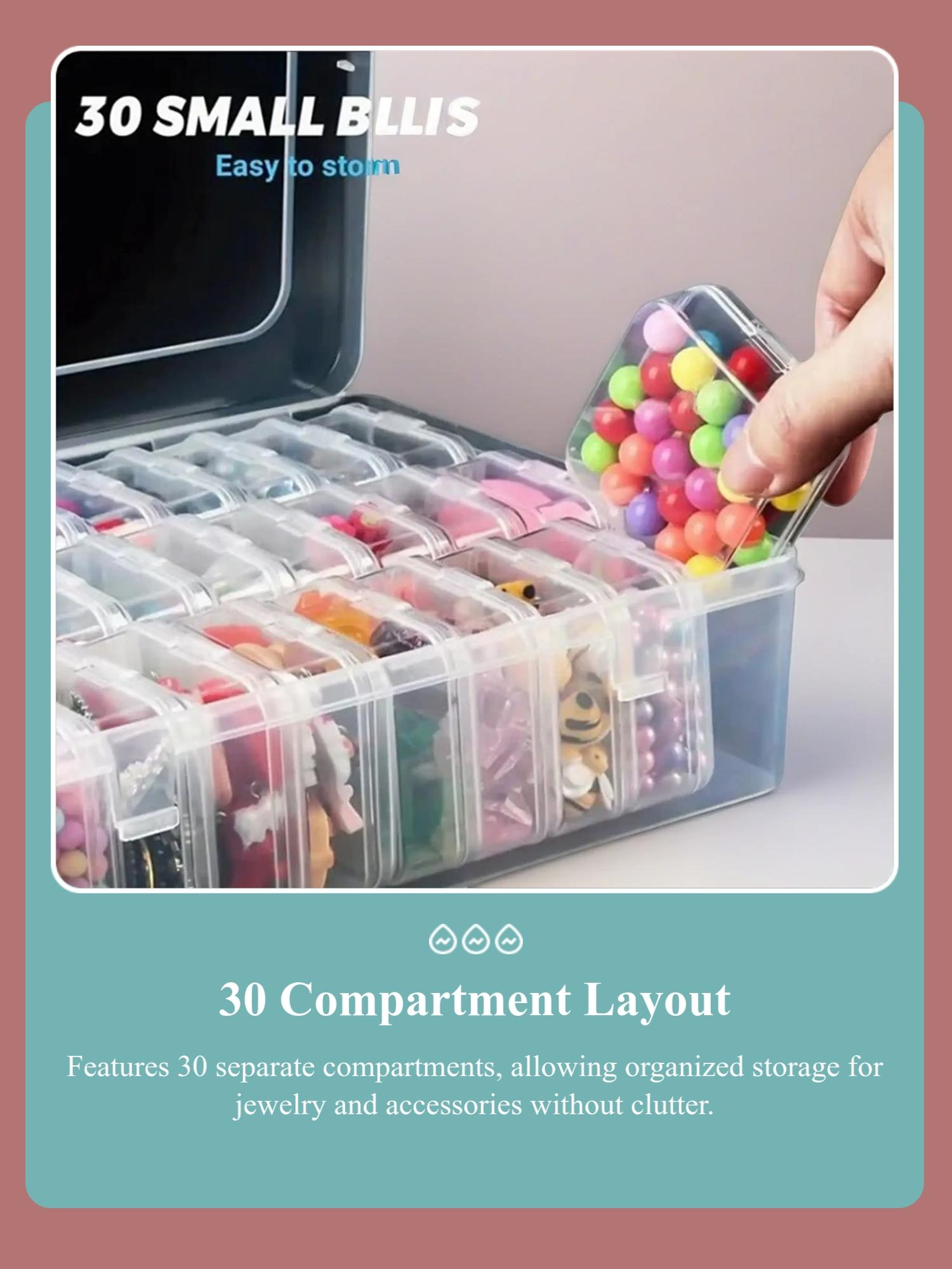 Transparent Plastic Storage Box, 30 Grid Small Square Case, Bead Accessories Organizer, Bead Storage Containers, Nail Jewelry Decorations Holder, Miscellaneous Set, Compartment