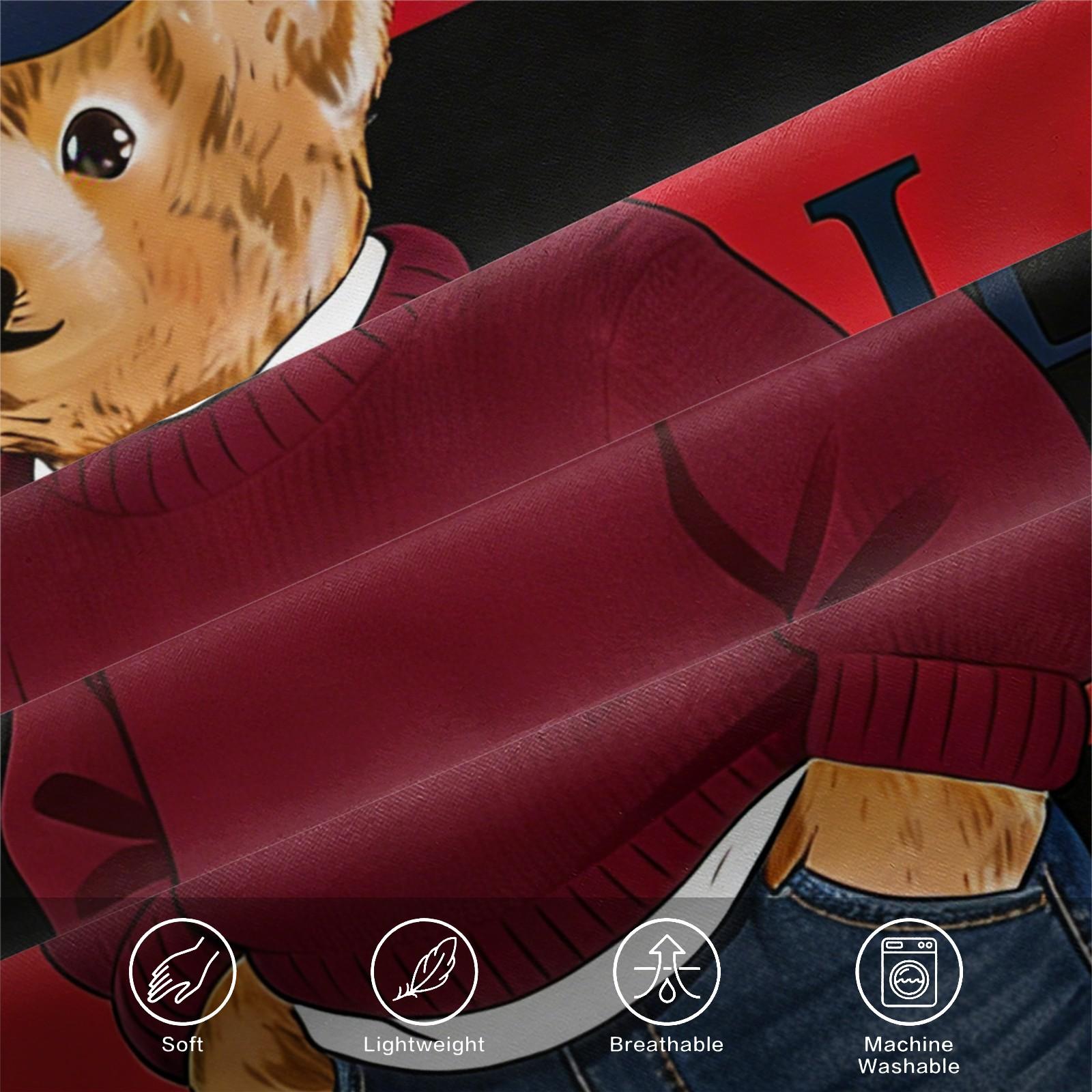 Teddy Bear Pattern Bed Sheet, Comfortable Printed Pattern, Includes 1 Bed Sheet and 2 Pillowcases, Comfortable Bedding, Non slip Dust Cover Suitable for Bedroom and Guest Room, Suitable as a Gift for Children or Adults