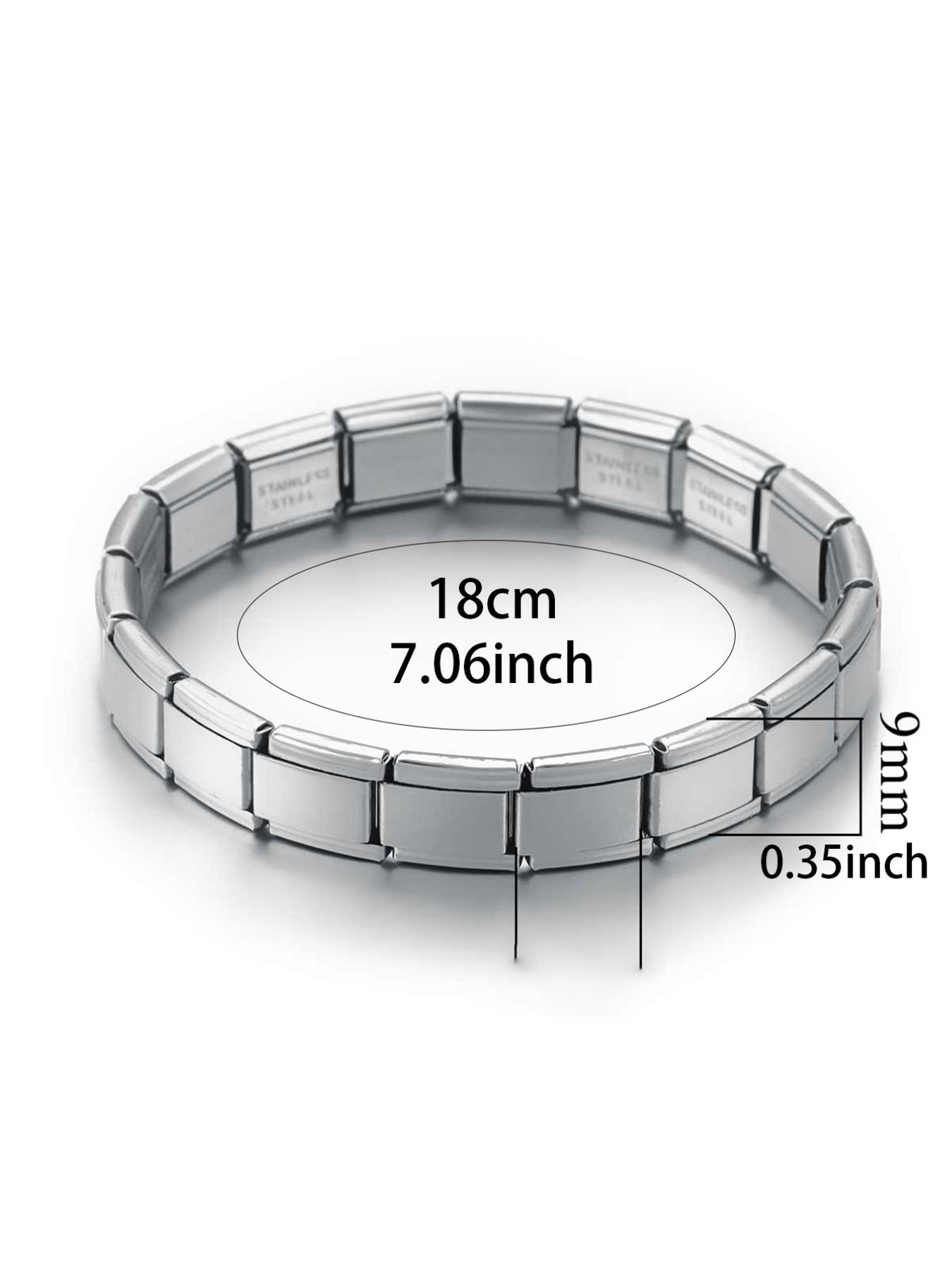 DIY 304 Stainless Steel Charm Bracelet, Modular Links with Cartoon/butterfly/heart Stickers, Customizable Women's Bracelet, Hypoallergenic & Fade-Resistant