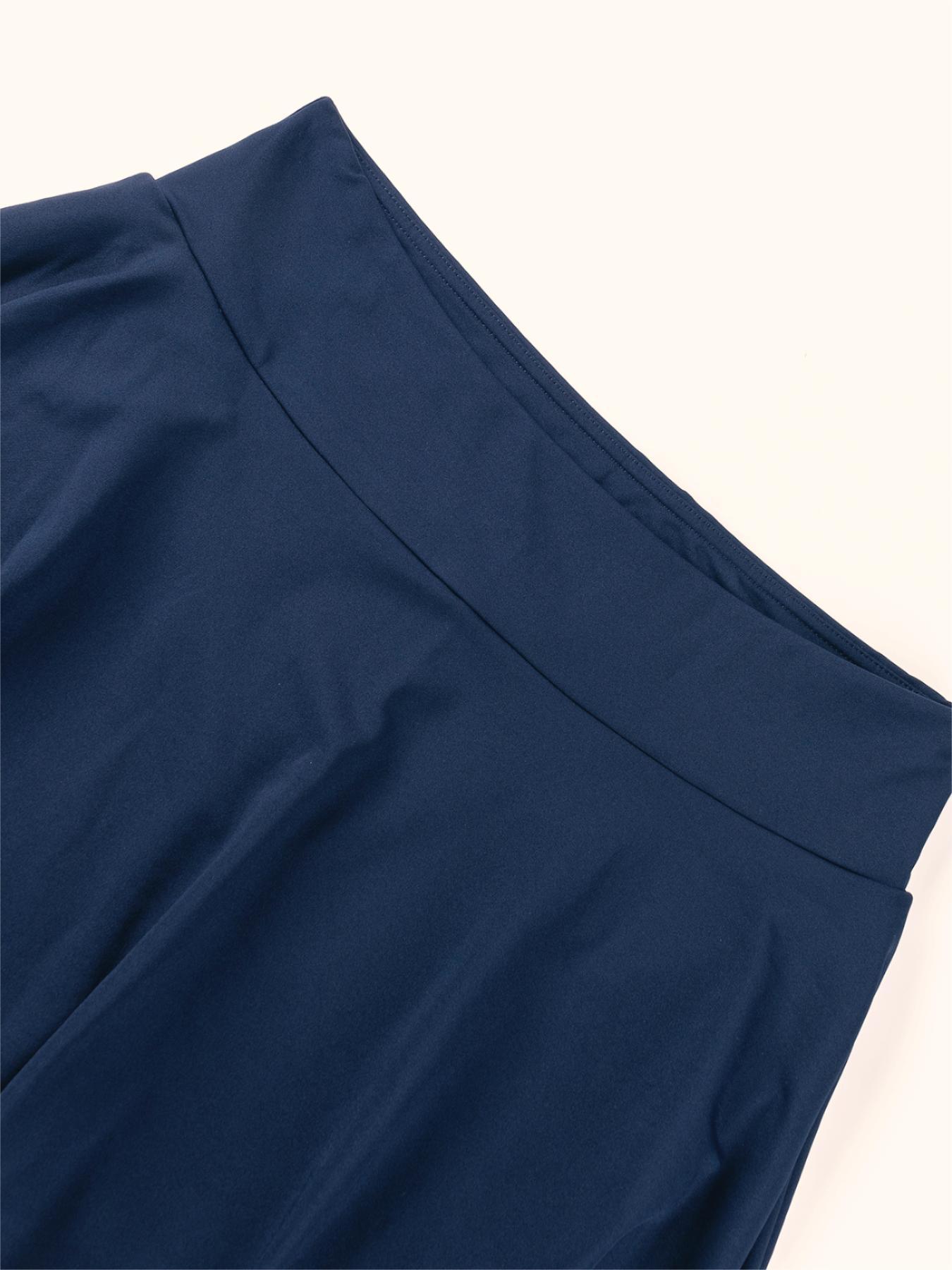 Plus Size Plain High Waist 2 IN 1 Sports Skort, Sporty Pocket Culottes for Tennis, Gym Shorts, Women's Sportswear Bottoms