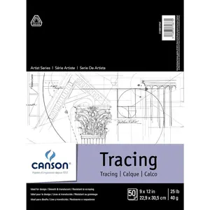 Canson Foundation Tracing Paper Pad for Ink, Pencil and Markers, Fold Over, 25 Pound, 9 x 12 Inch, 50 Sheets