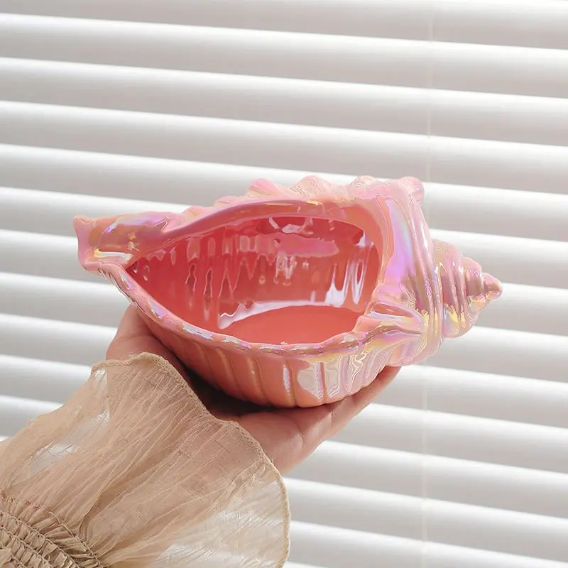 Ceramic Ashtray for Home Living Room, Creative Seashell Design, Transparent Office Ashtray, Decorative Ornament, Home Supplies