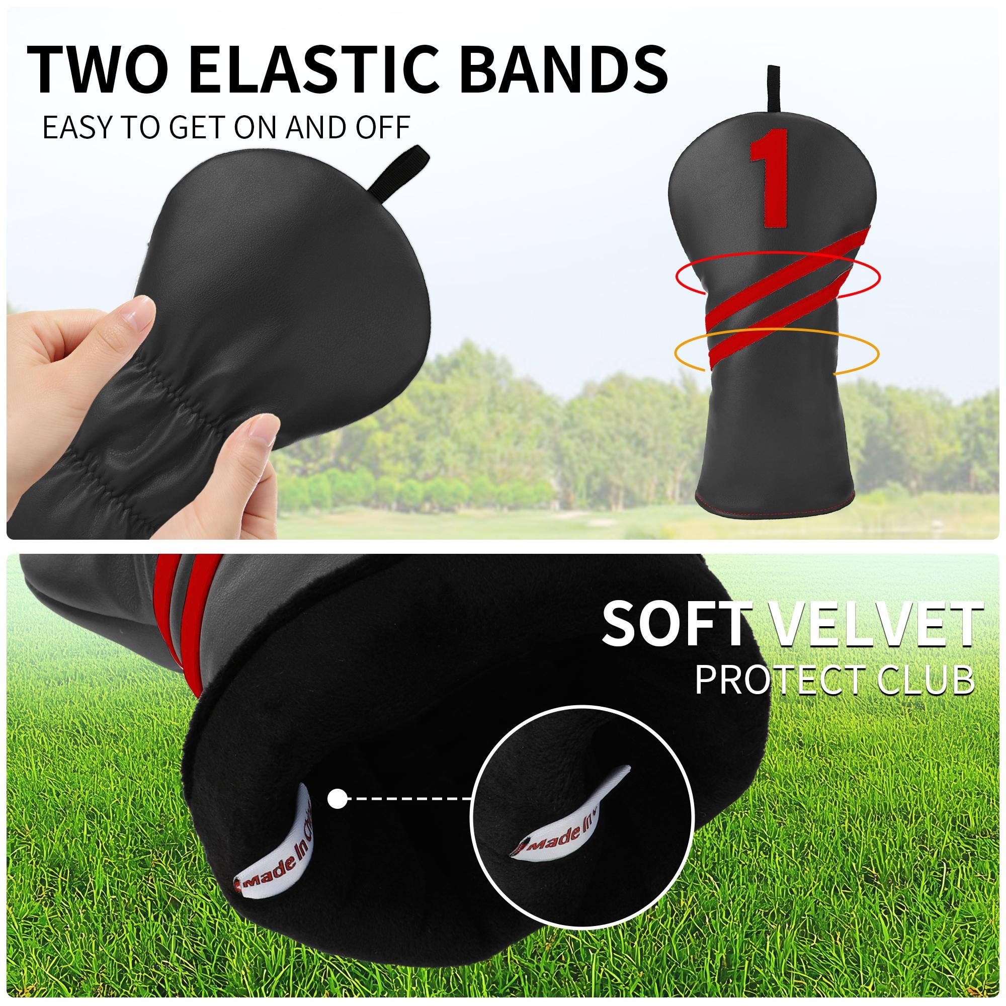 1 golf club cover,Simple classic striped design,suitable for drivers, fairway and hybrids,available in 5 colors