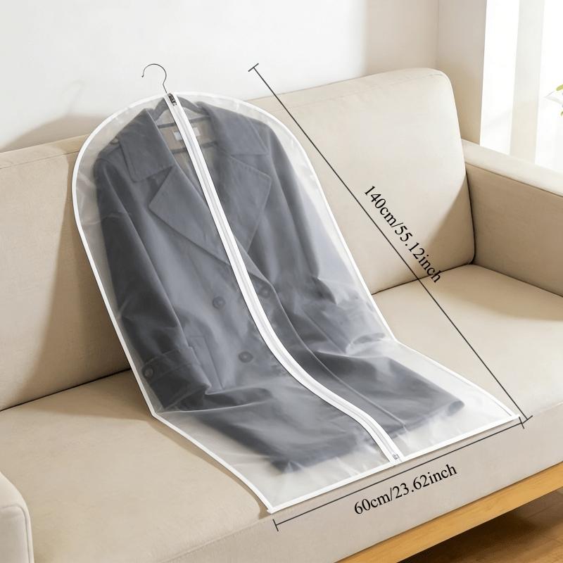 Pack of 10 or pack of 1 thickened transparent garment bags with full zipper closure - suitable for suits, wedding dresses, travel and wardrobe organization. Dust and wrinkle resistant; easy to identify