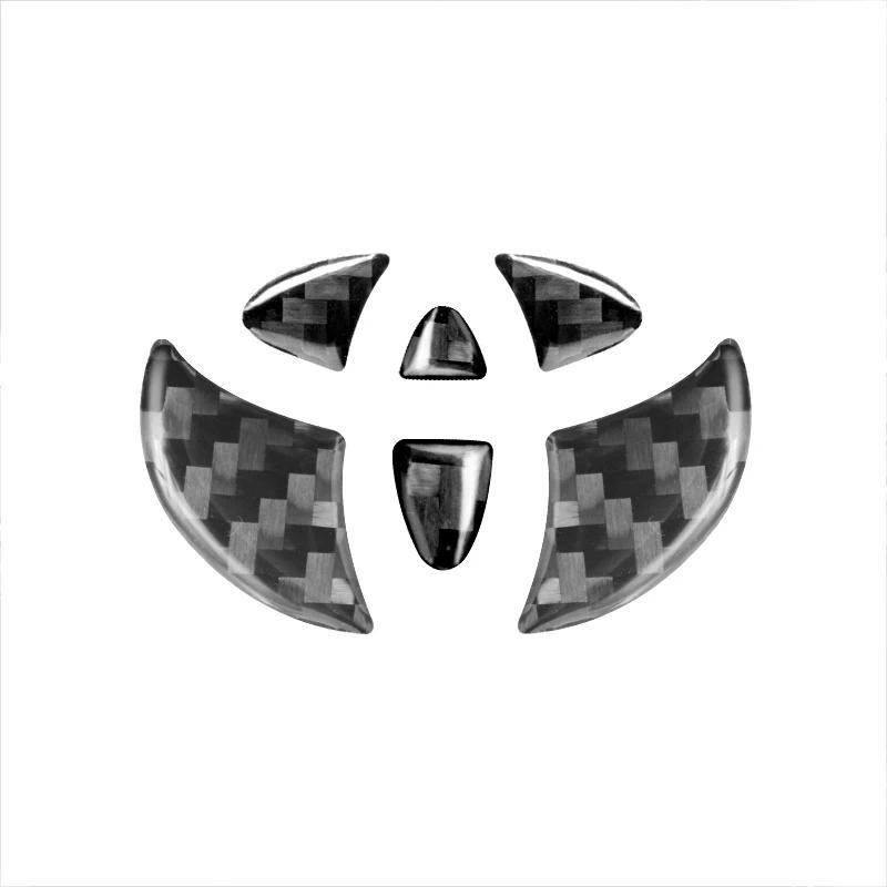 1Set Toyota Car Steering Wheel Emblem Stickers Carbon Fiber Texture Decals For Toyota Camry Corolla RAV4 Hilux Fortuner Auto Interior Accessories