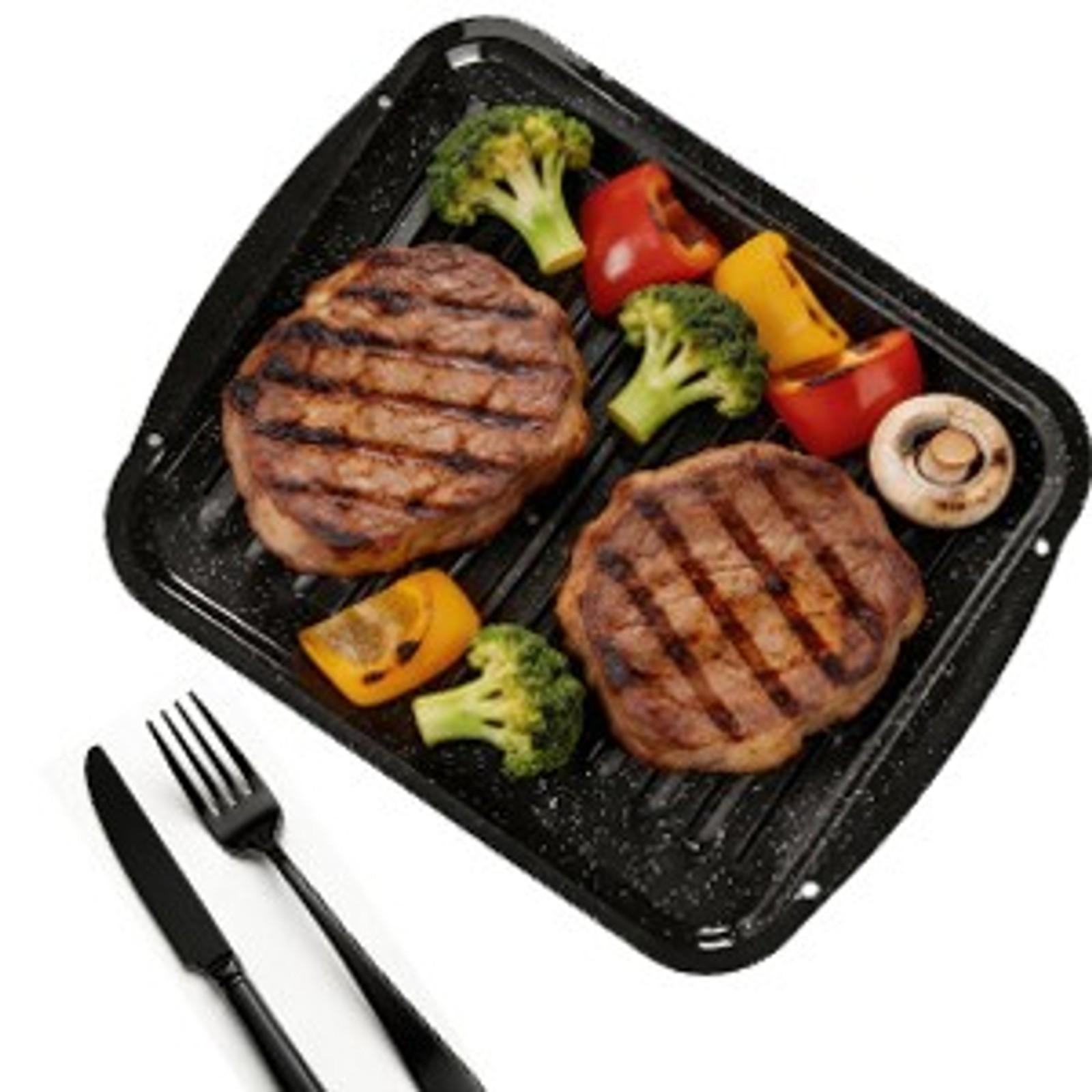 Broiler Pan for Oven – 16.75"×13" Non-Stick Porcelain Coated 2-Piece Set, Broiling Pan for Oven Safe Up to 500°F, Drains Fat, Dishwasher Safe Broiler Pans for Steak, Bacon & Vegetable