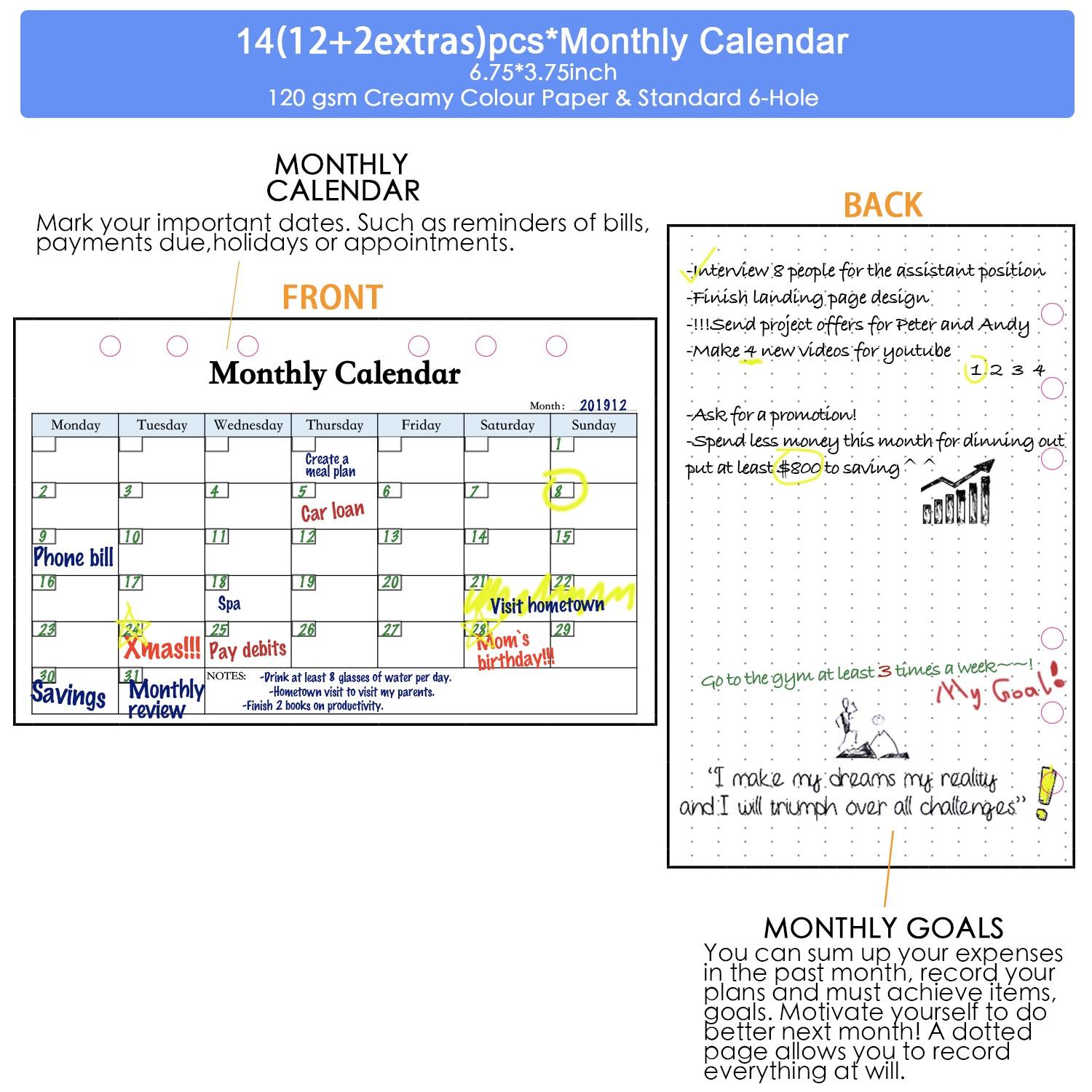 82pcs Budget Planner Refill Weekly Monthly Inserts 6 Hole Personal Size A6 6.75"x3.75" Budget Binder Refill Cash Envelope System Wallet Money Envelope Budget Sheets Expense Tracker Finance Planner Savings Organizer Bill Tracker Budgeting Notebook