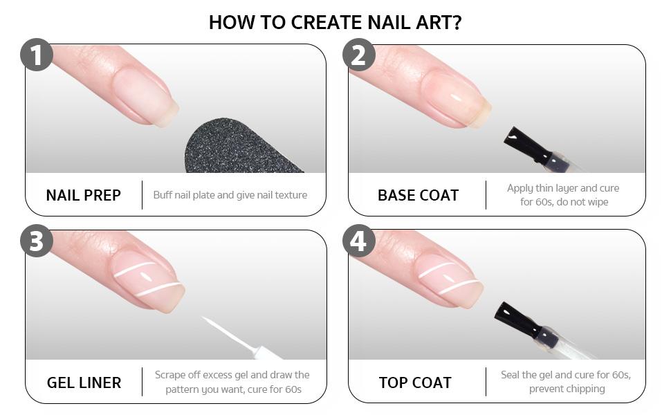 GAOY White Swirl Gel Nail Polish Art Liner, 8ml Classic Colors for Nail Paint Design with Thin Brush DIY French Manicure and Pedicure at Home