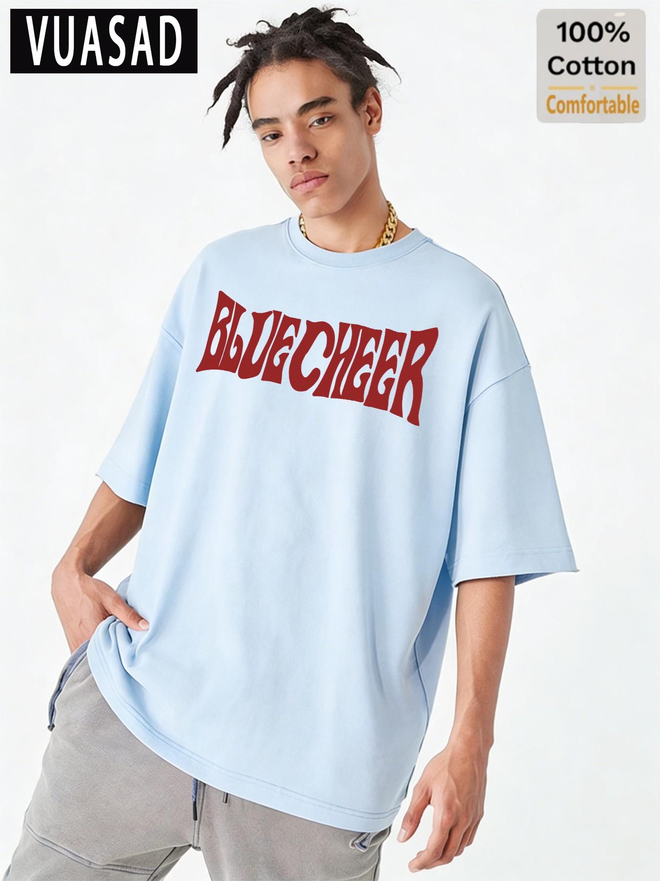 100% Cotton Short Sleeve T-Shirt, Street Style Vintage Letter Print, Loose Fit Drop Shoulder Top, Casual Half Sleeve Tee