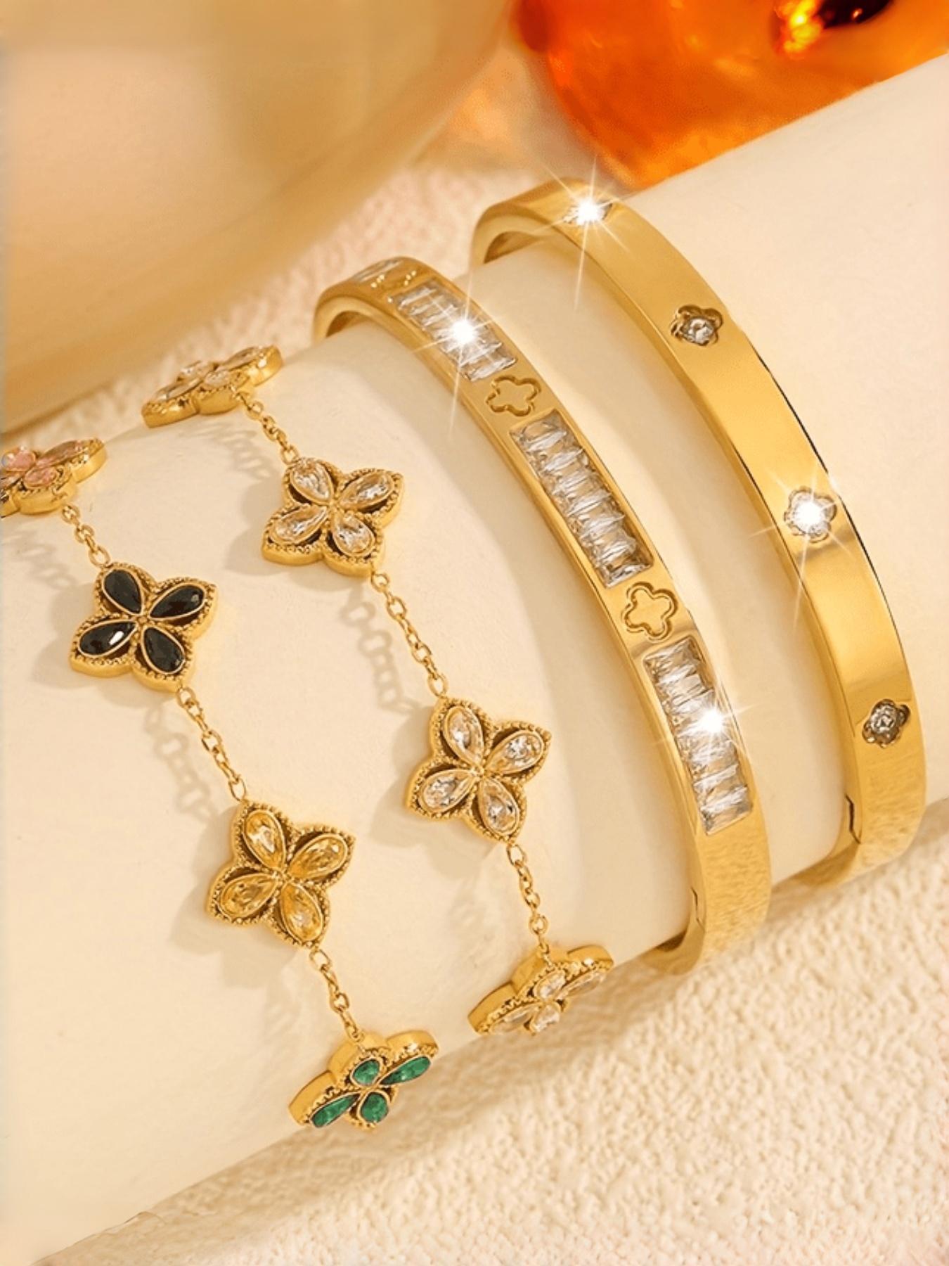 4-piece stainless steel jewelry set, stackable, with an eternal and elegant style, durable and waterproof, a delicate accessory for women suitable for both daily and special occasions, an ideal gift