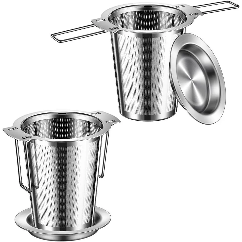 2Pack Long-Handled Tea Strainer, Stainless Steel Tea Infuser Basket Sitting in Mugs, Tea Infusers for Loose Tea, Fine Mesh Tea Diffuser Tea Strainers Filters, Tea Steeper for Leaf