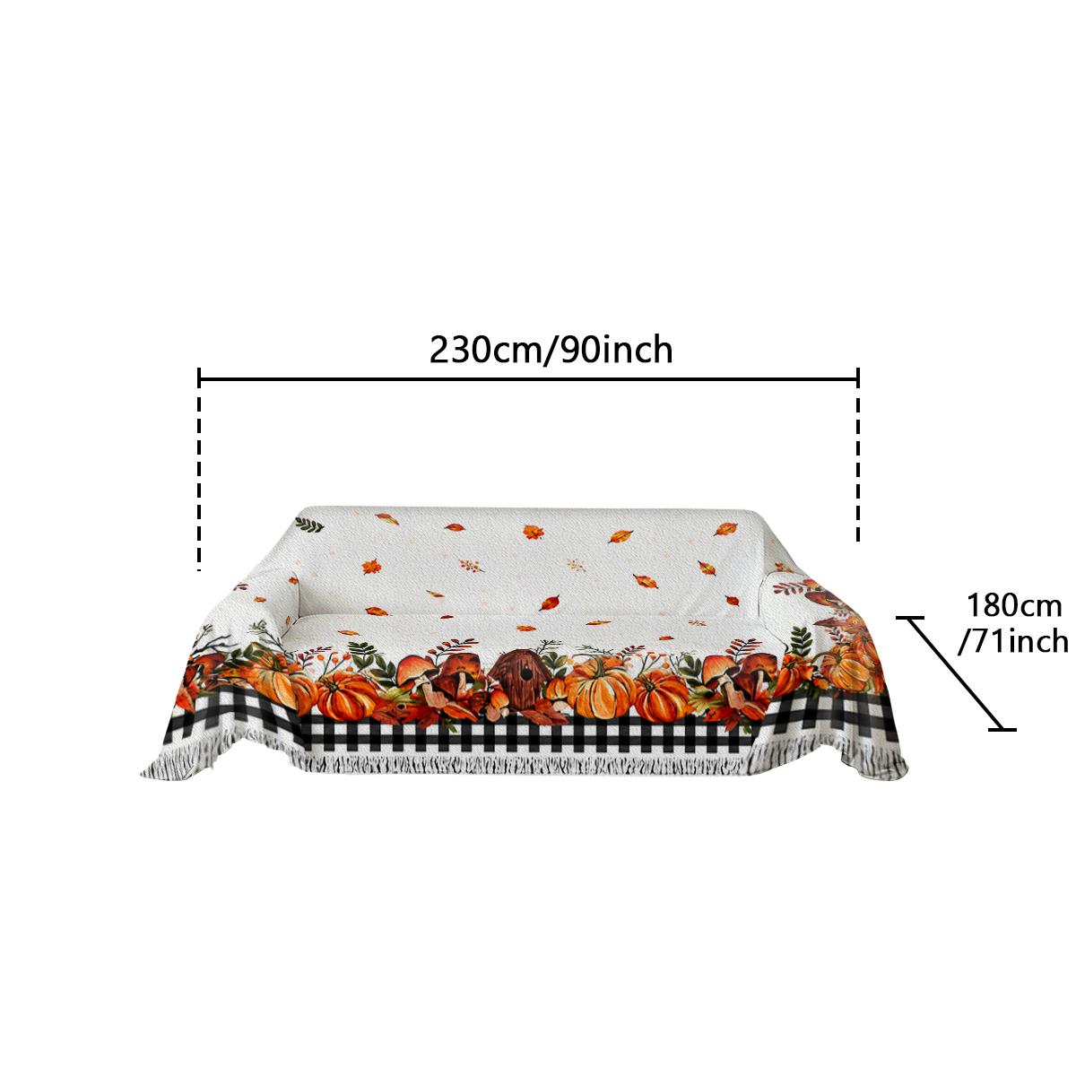 Autumn pumpkin leaf sofa cover machine washable sofa towel suitable for decorating sofas in bedrooms and living rooms throughout the year
