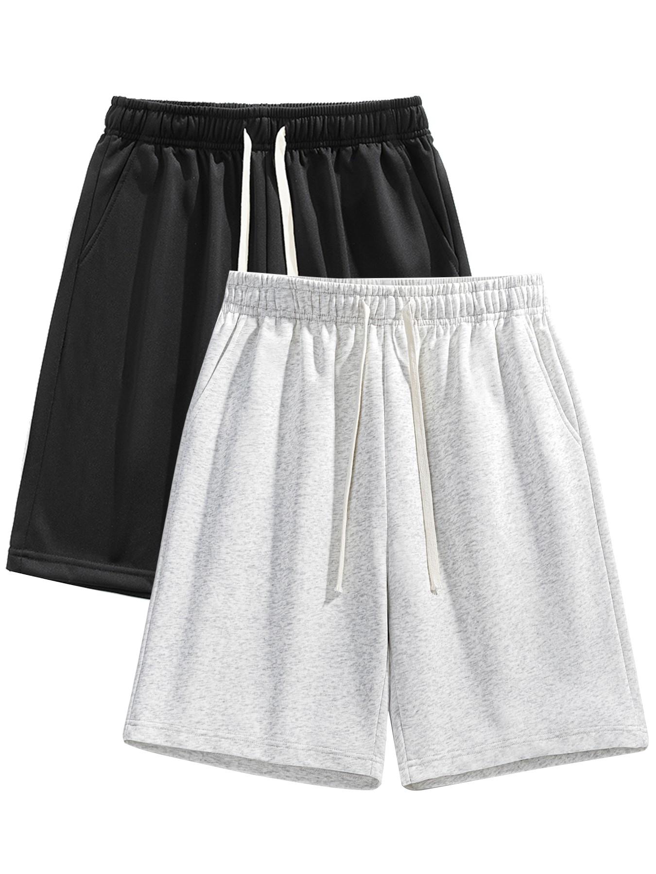 Men's Solid Color Drawstring Waist Shorts, Casual Regular Fit Pocket Shorts for Summer, Men's Bottoms for Daily Wear.