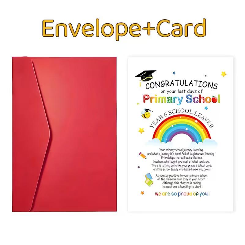 1/3/7pcs  Heartwarming Primary School Leaver Greeting Card, Congratulations on Your Last Day of Primary School, Colorful Rainbow & Graduation Design, Perfect Farewell Gift for Kids, Students, Grandchildren, Proud of Your Achievements, Blank Inside
