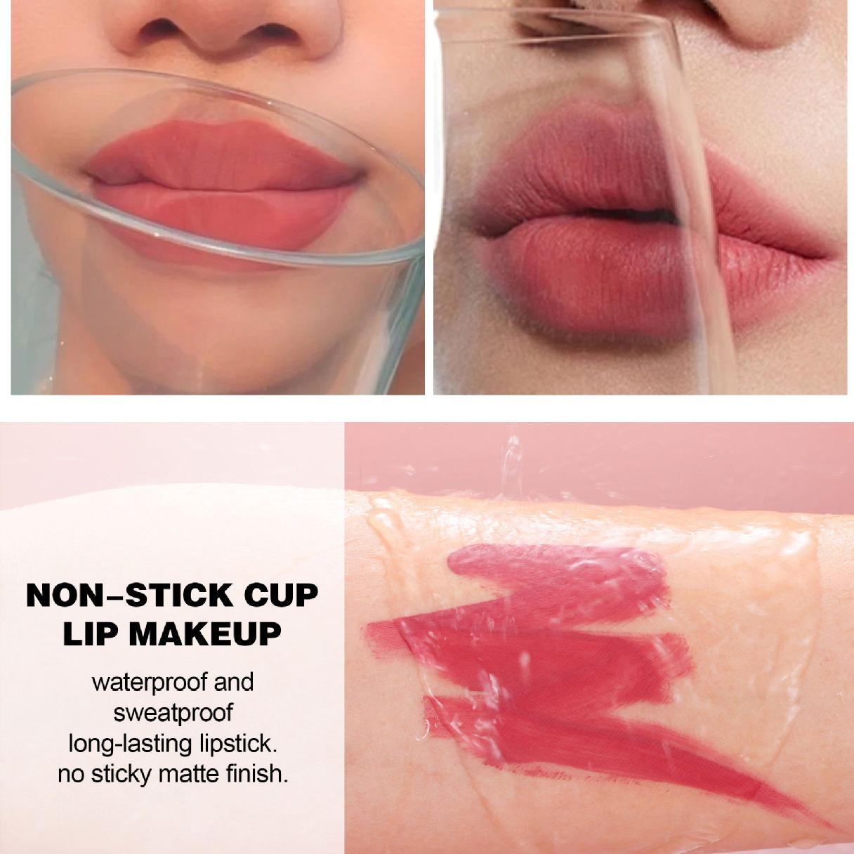 12-Piece Creative Lip Gloss Set, Matte & Shimmer Finish, Waterproof Non-Stick Cup Design, Perfect for Valentine's Day Gift